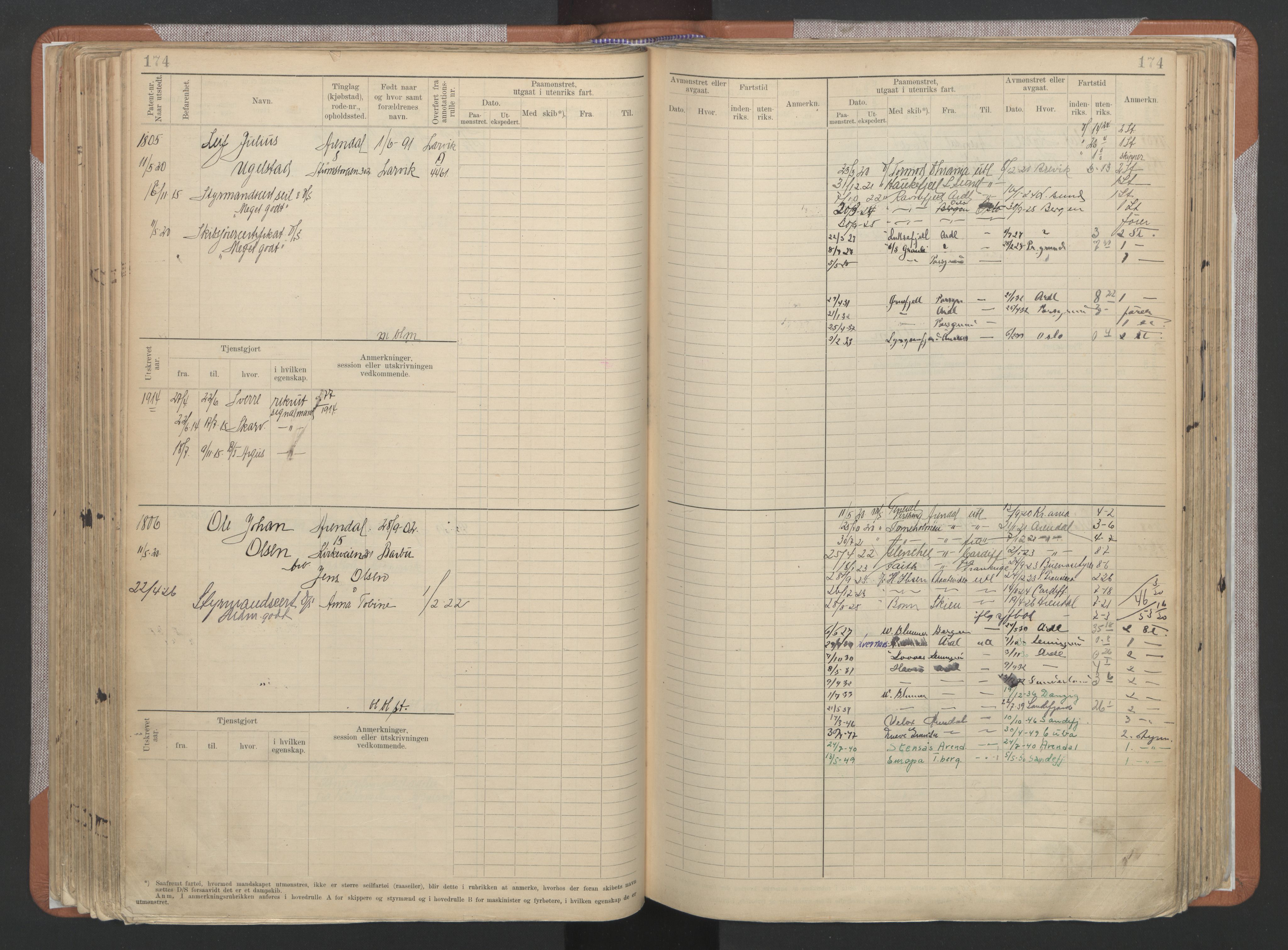 Arendal mønstringskrets, AV/SAK-2031-0012/F/Fb/L0022: Hovedrulle A nr 1466-2242, S-20, 1914-1930, p. 182