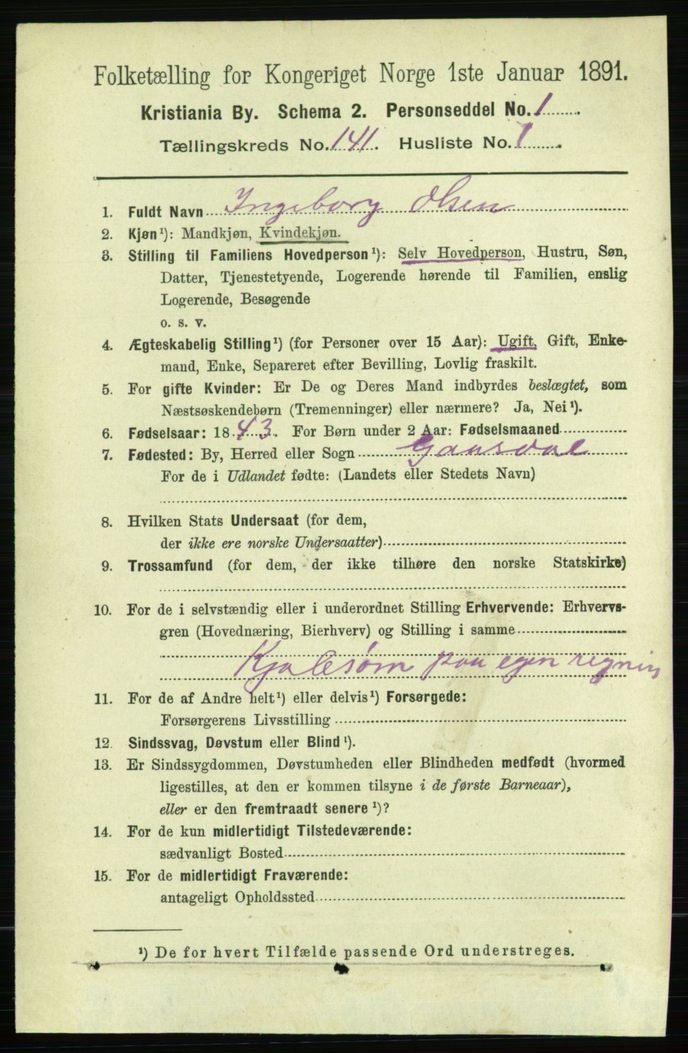 RA, 1891 census for 0301 Kristiania, 1891, p. 77968