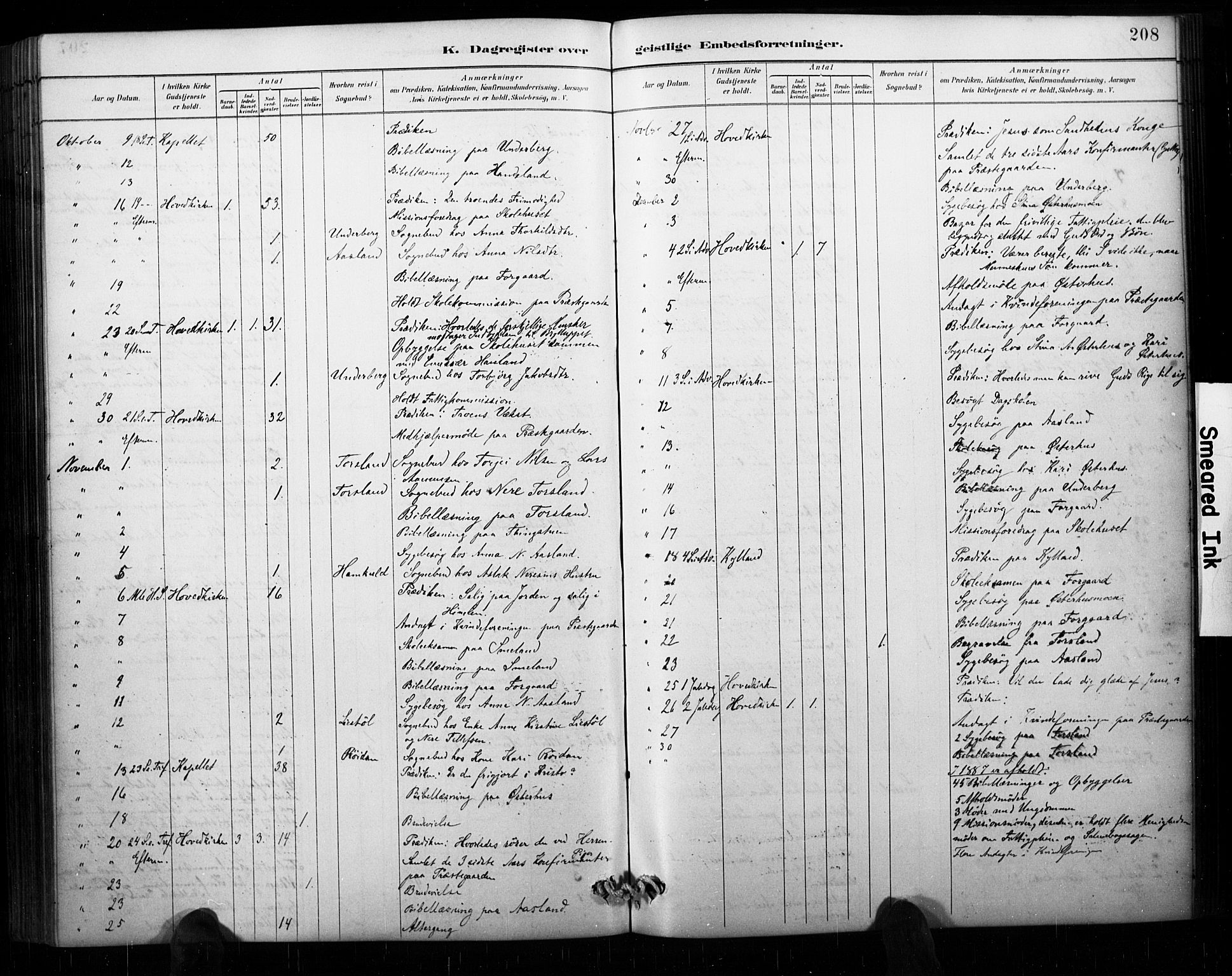 Åseral sokneprestkontor, AV/SAK-1111-0051/F/Fa/L0003: Parish register (official) no. A 3, 1884-1901, p. 208