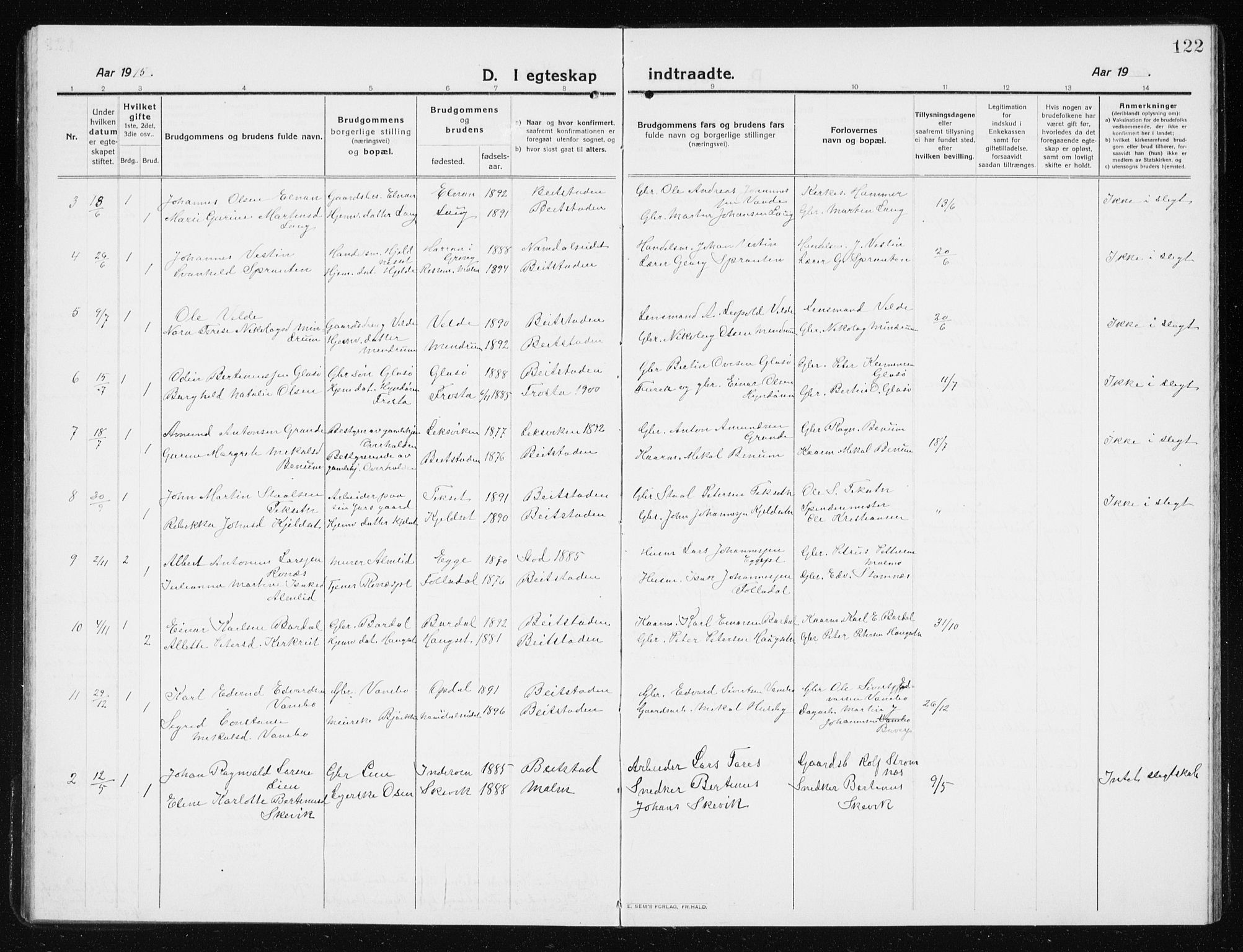 Ministerialprotokoller, klokkerbøker og fødselsregistre - Nord-Trøndelag, AV/SAT-A-1458/741/L0402: Parish register (copy) no. 741C03, 1911-1926, p. 122