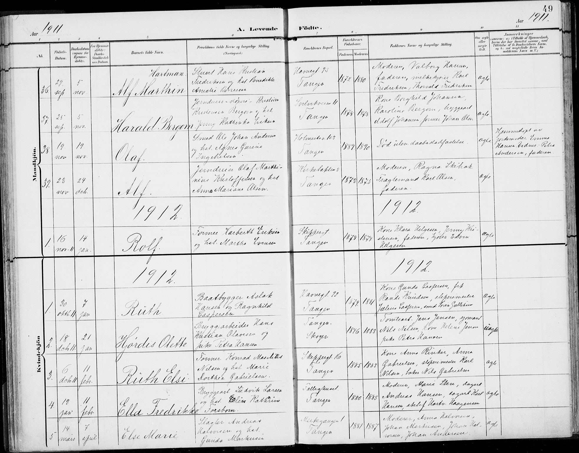 Strømsø kirkebøker, AV/SAKO-A-246/F/Fb/L0008: Parish register (official) no. II 8, 1902-1933, p. 49