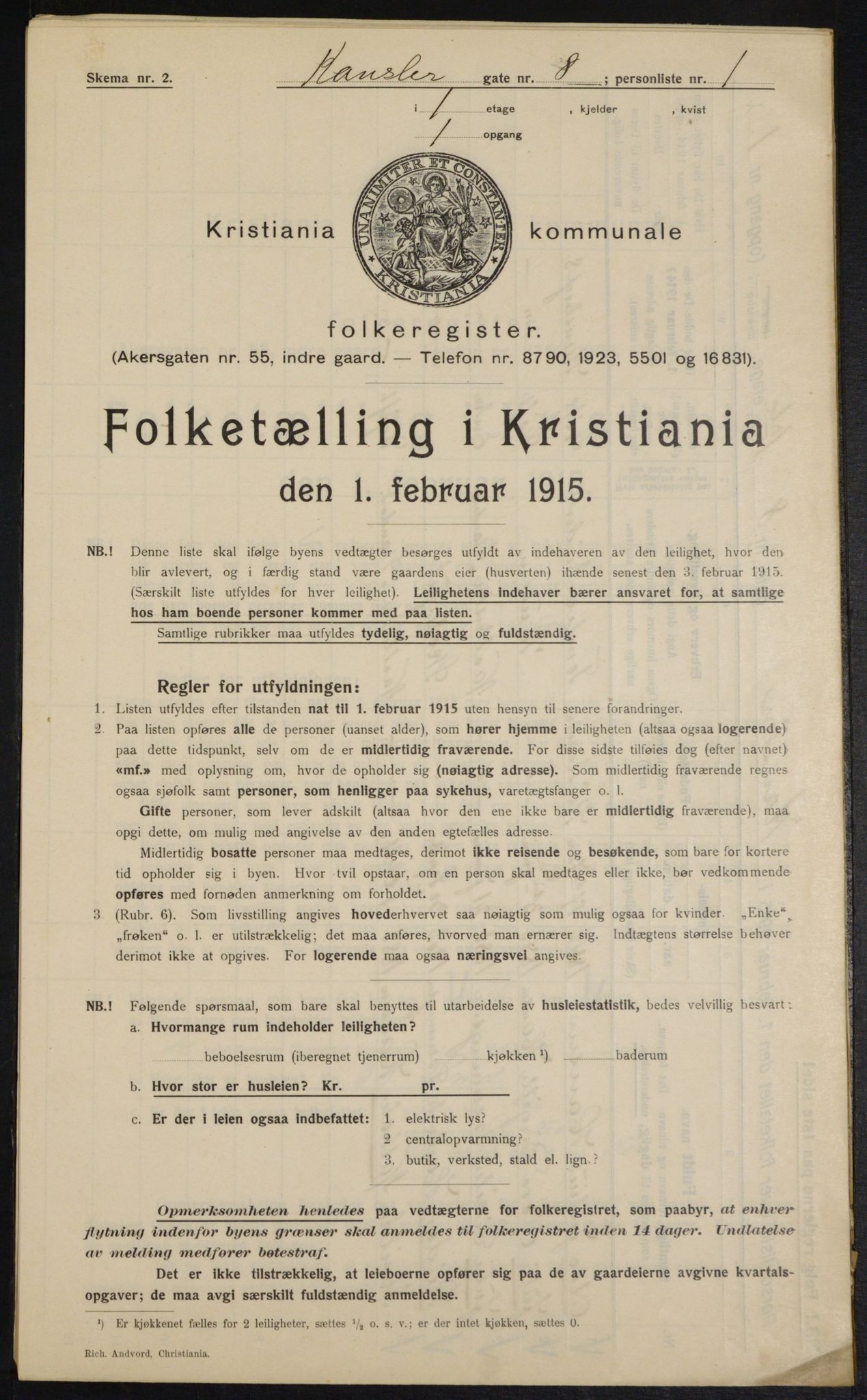 OBA, Municipal Census 1915 for Kristiania, 1915, p. 47566