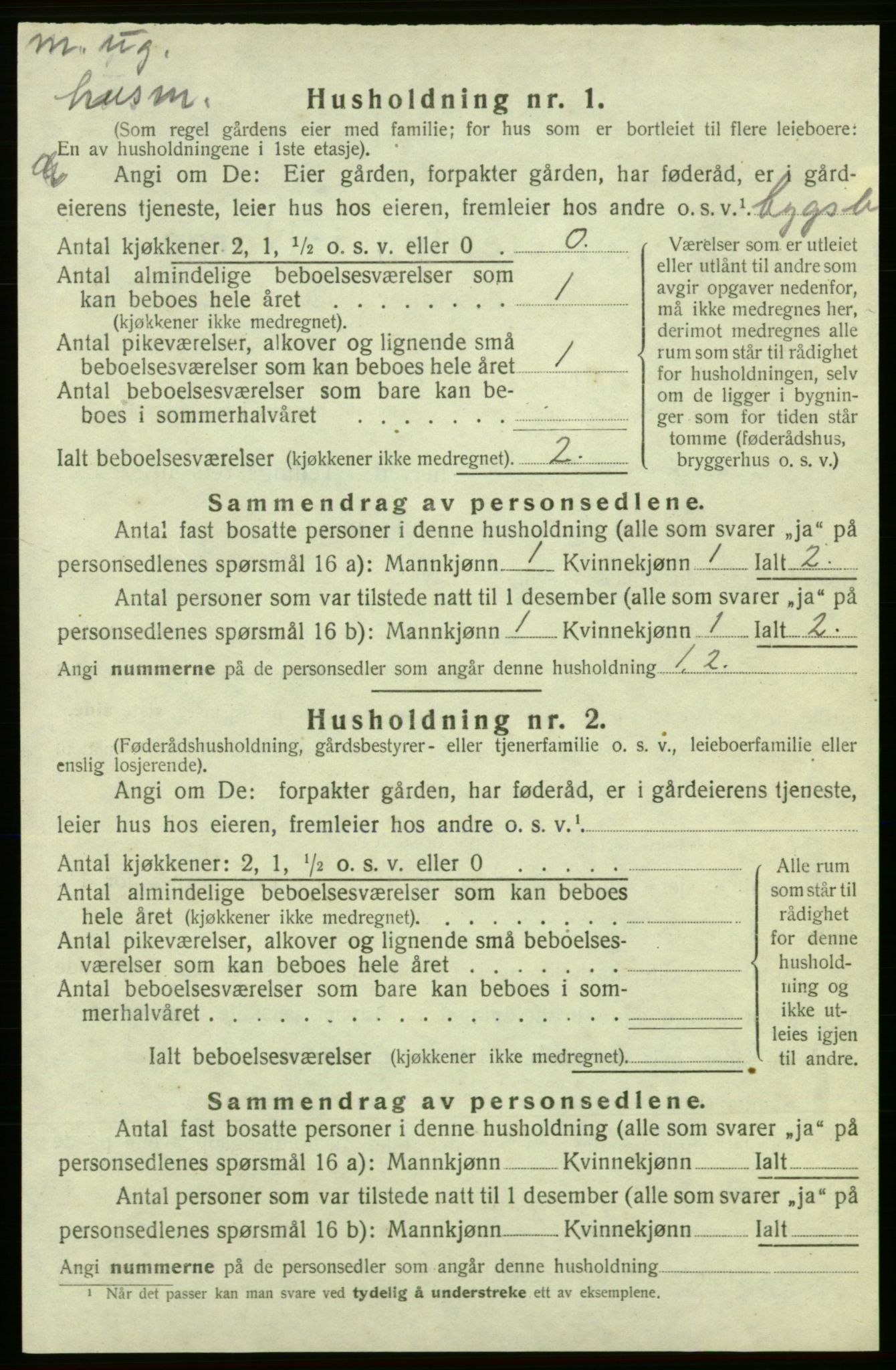 SAB, 1920 census for Kvinnherad, 1920, p. 1116