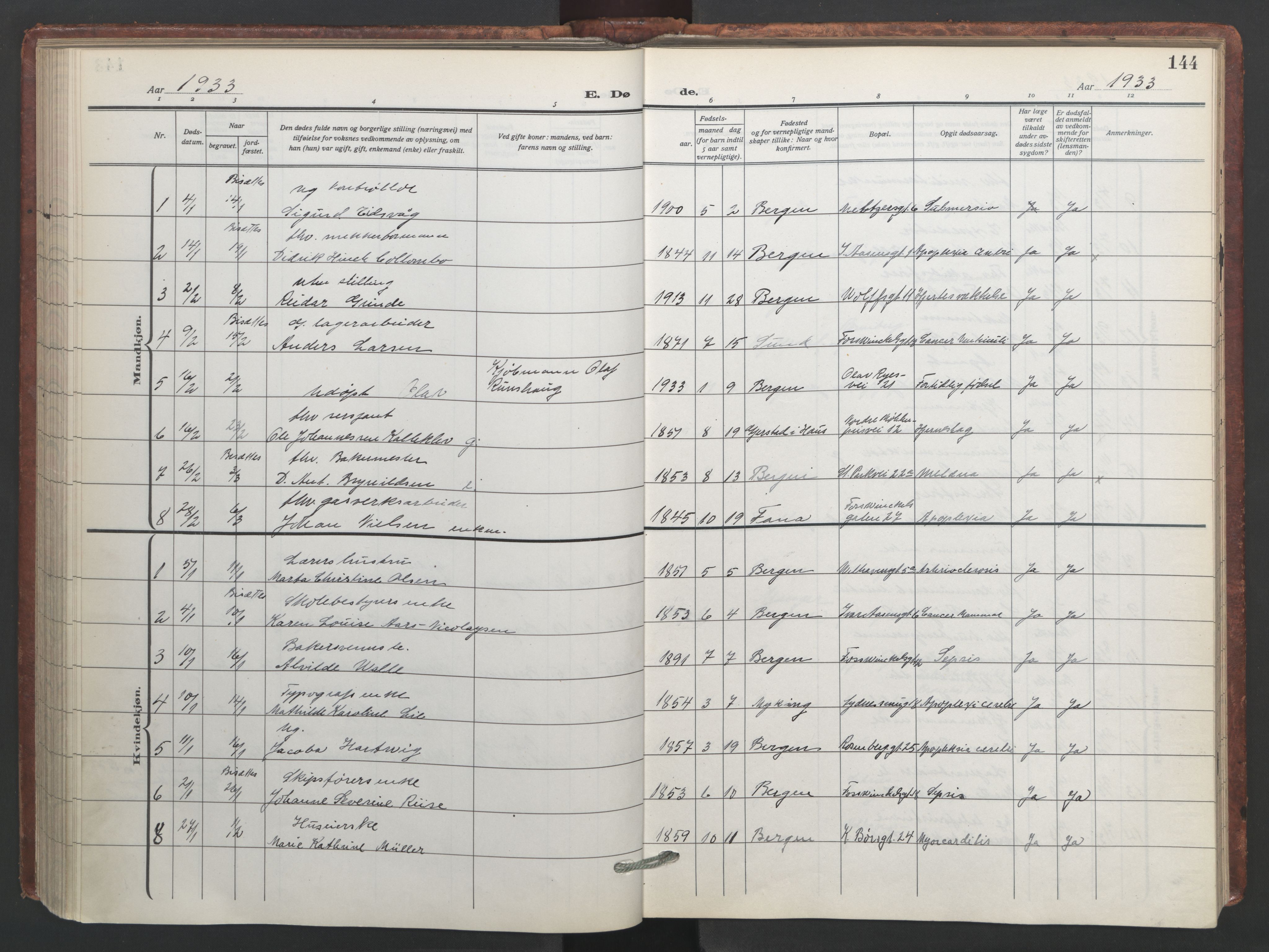 Johanneskirken sokneprestembete, SAB/A-76001/H/Hab: Parish register (copy) no. D 2, 1916-1950, p. 143b-144a