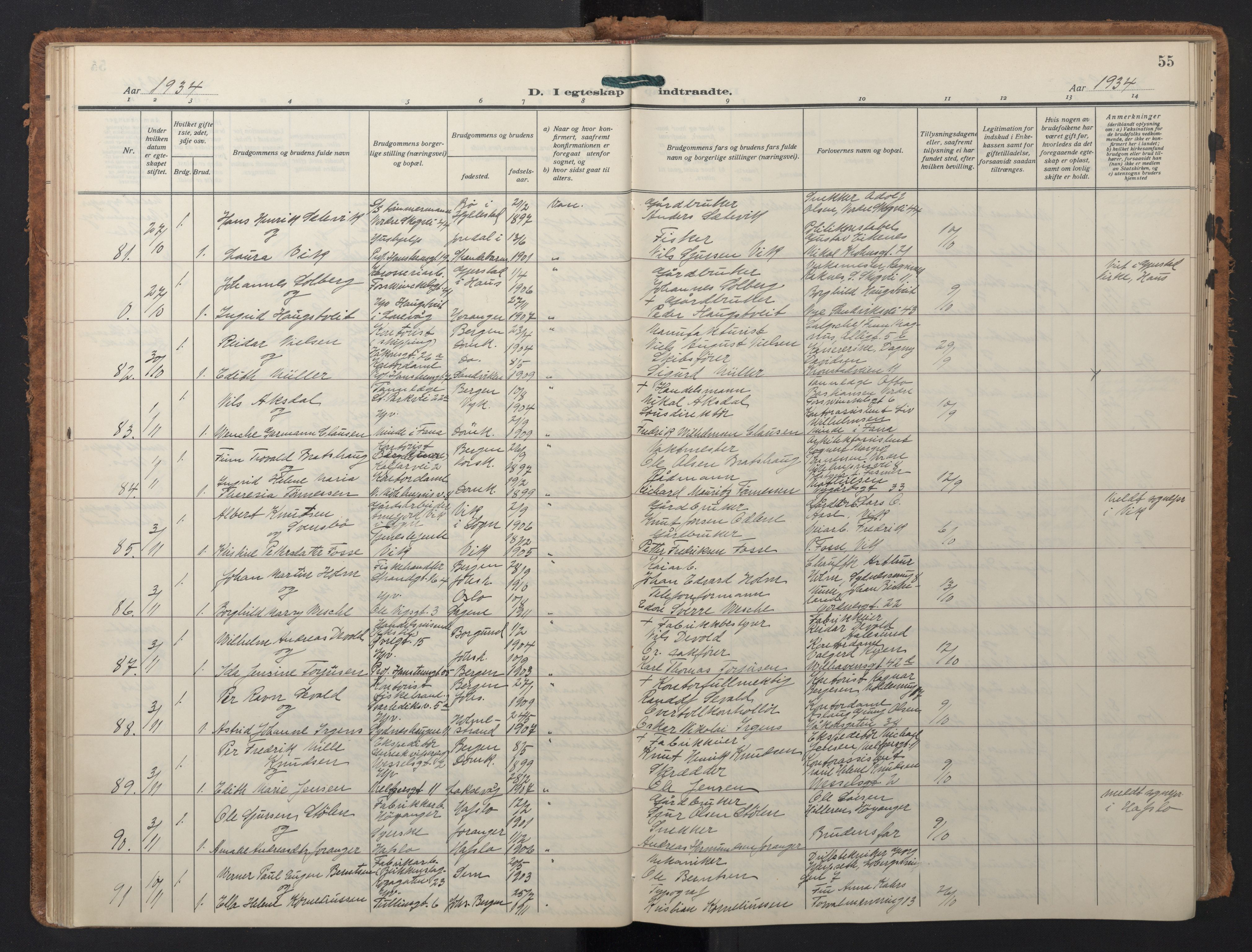 Johanneskirken sokneprestembete, AV/SAB-A-76001/H/Hab: Parish register (copy) no. C 3, 1929-1949, p. 54b-55a