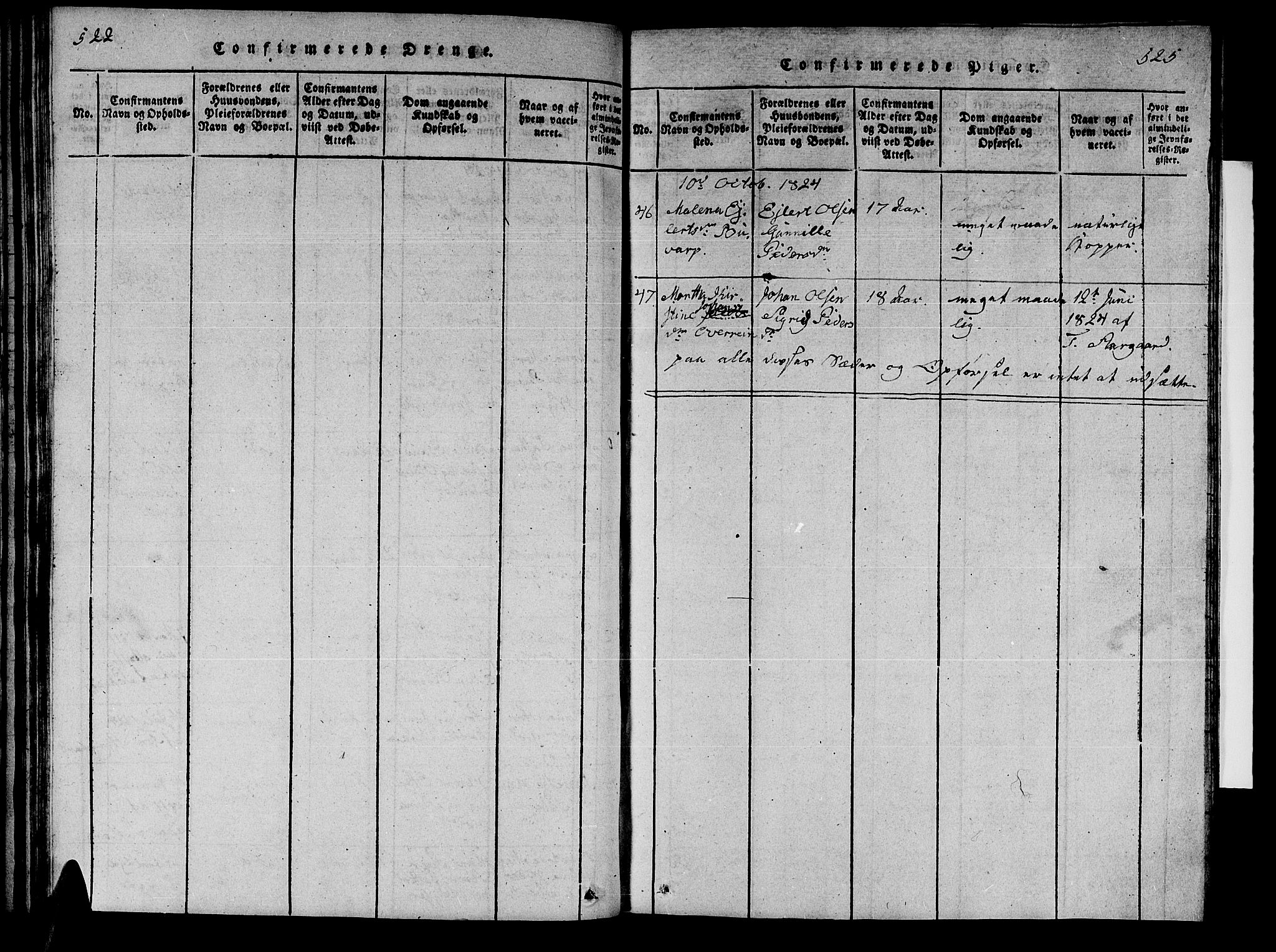 Ministerialprotokoller, klokkerbøker og fødselsregistre - Nord-Trøndelag, SAT/A-1458/741/L0400: Parish register (copy) no. 741C01, 1817-1825, p. 524-525