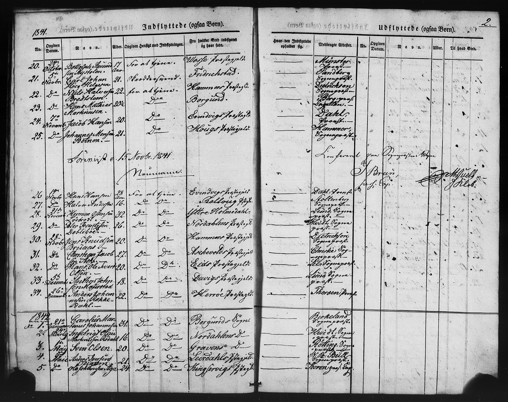 Domkirken sokneprestembete, AV/SAB-A-74801/H/Haa/L0046: Parish register (official) no. F 1, 1841-1852, p. 2