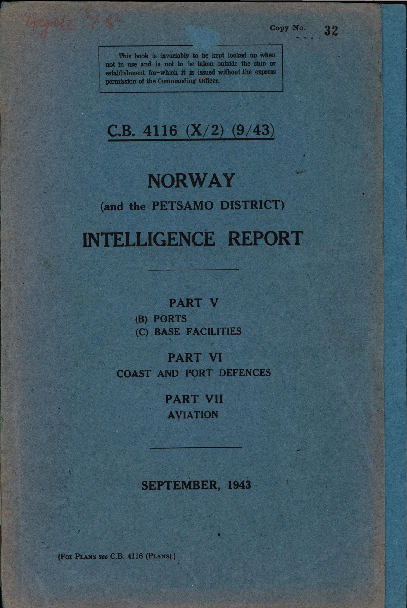 Forsvaret, Forsvarets overkommando II, RA/RAFA-3915/D/Dd/L0004: Index of Reports on Norway, 1943-1944, p. 534