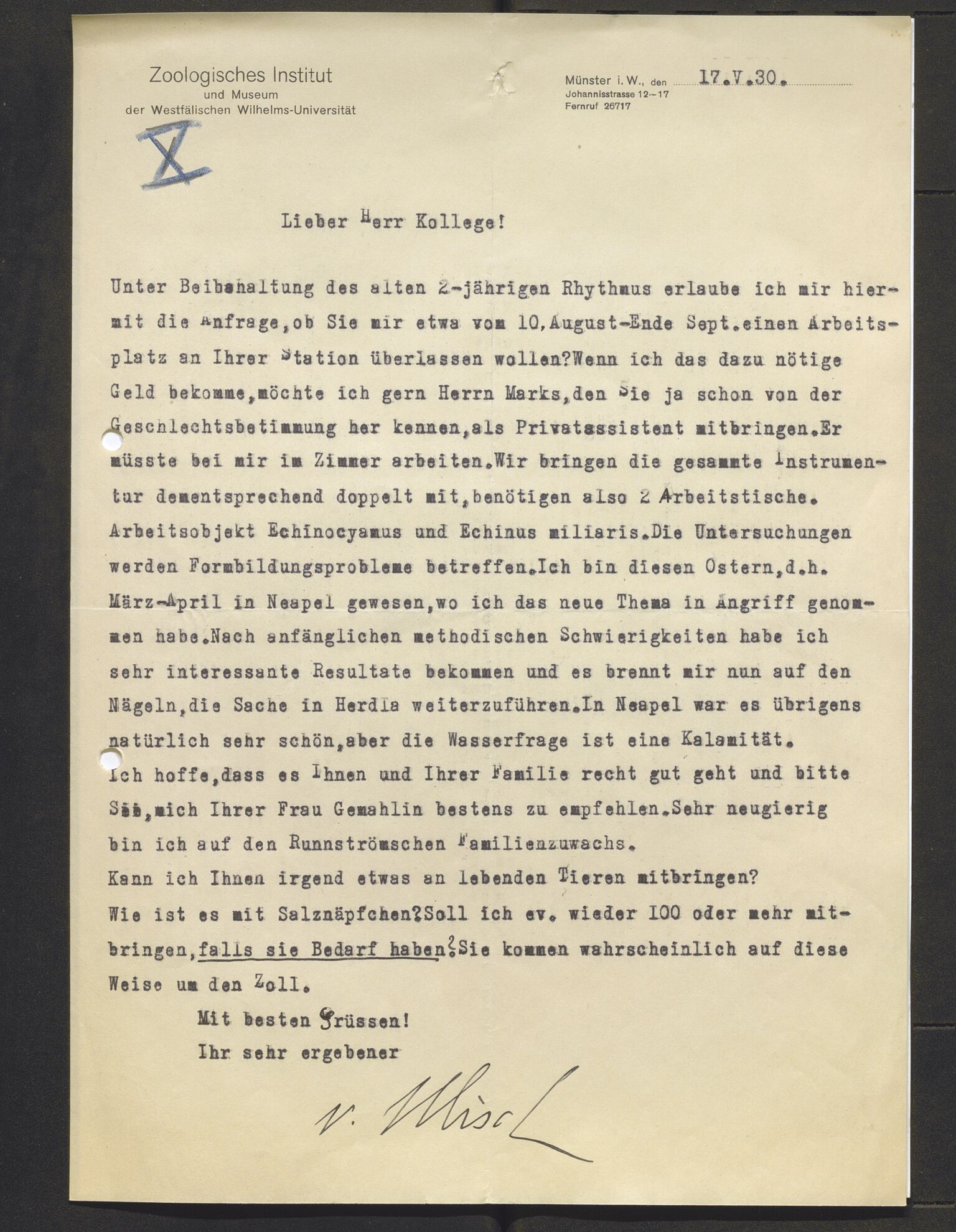 Bergens Museum, AV/SAB-A-17301/13/D/L0002: Korrespondanse , 1928-1940, p. 268