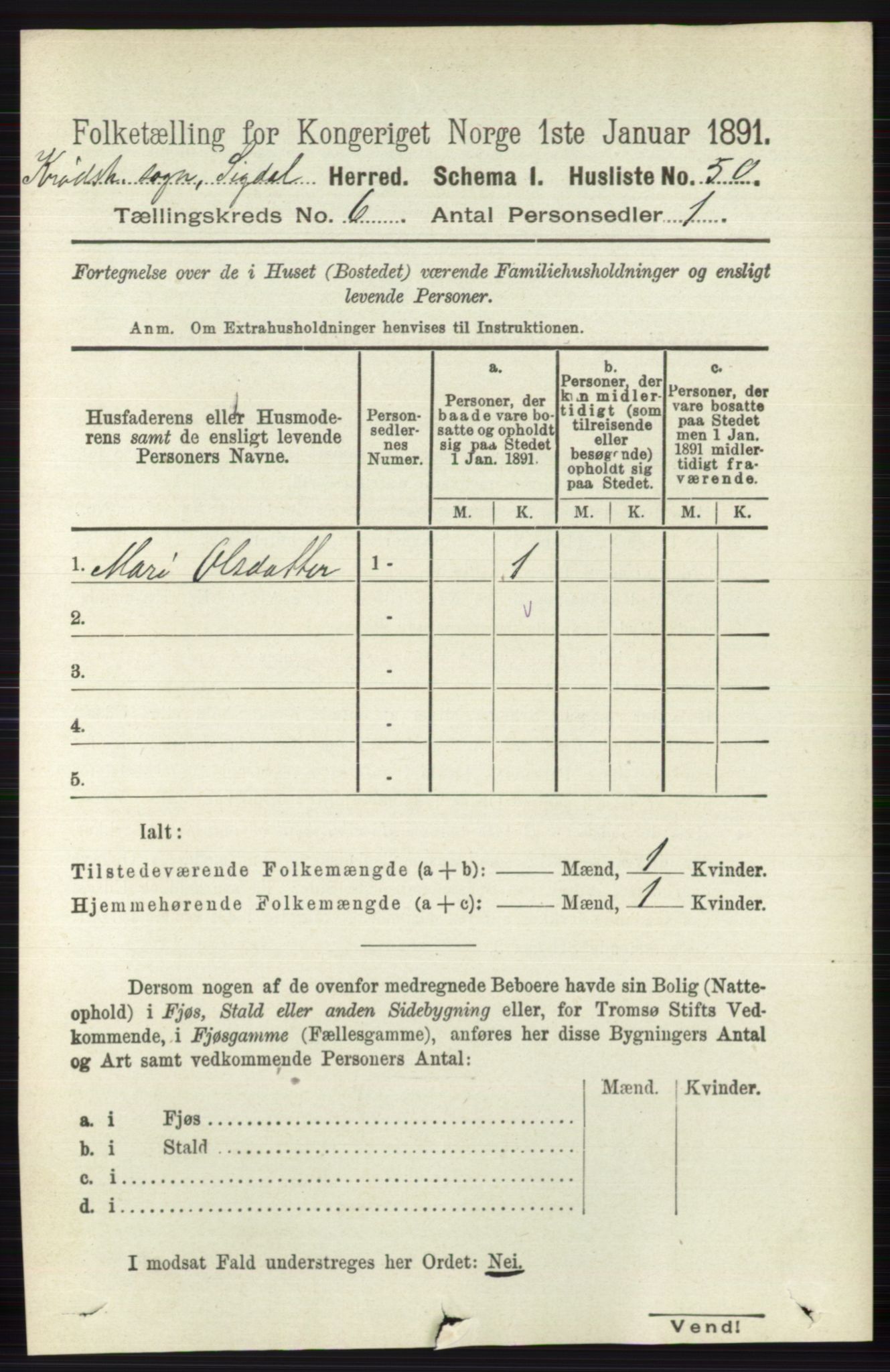 RA, 1891 census for 0621 Sigdal, 1891, p. 6629