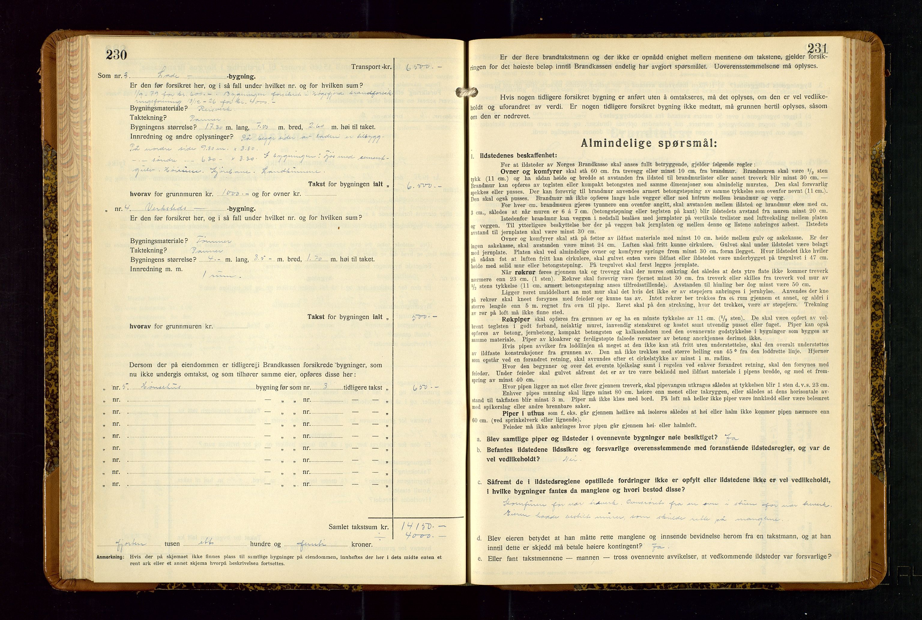 Strand og Forsand lensmannskontor, SAST/A-100451/Gob/L0001: Branntakstprotokoll, 1935-1942, p. 230-231