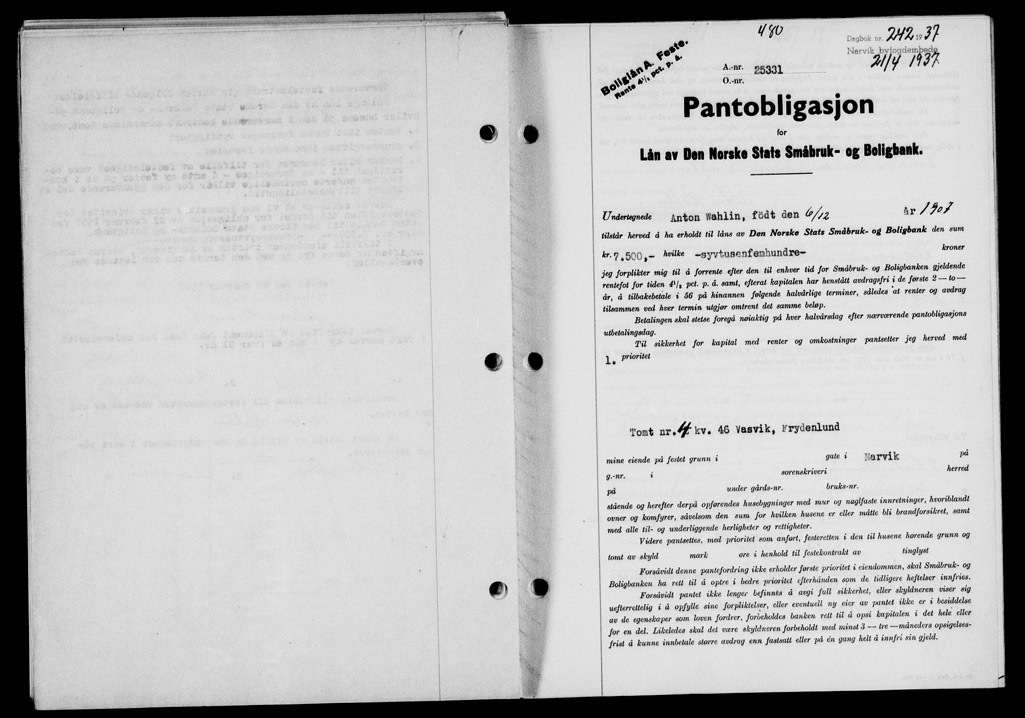 Narvik sorenskriveri, SAT/A-0002/1/2/2C/2Ca/L0011: Mortgage book no. 14, 1935-1937, Deed date: 21.04.1937