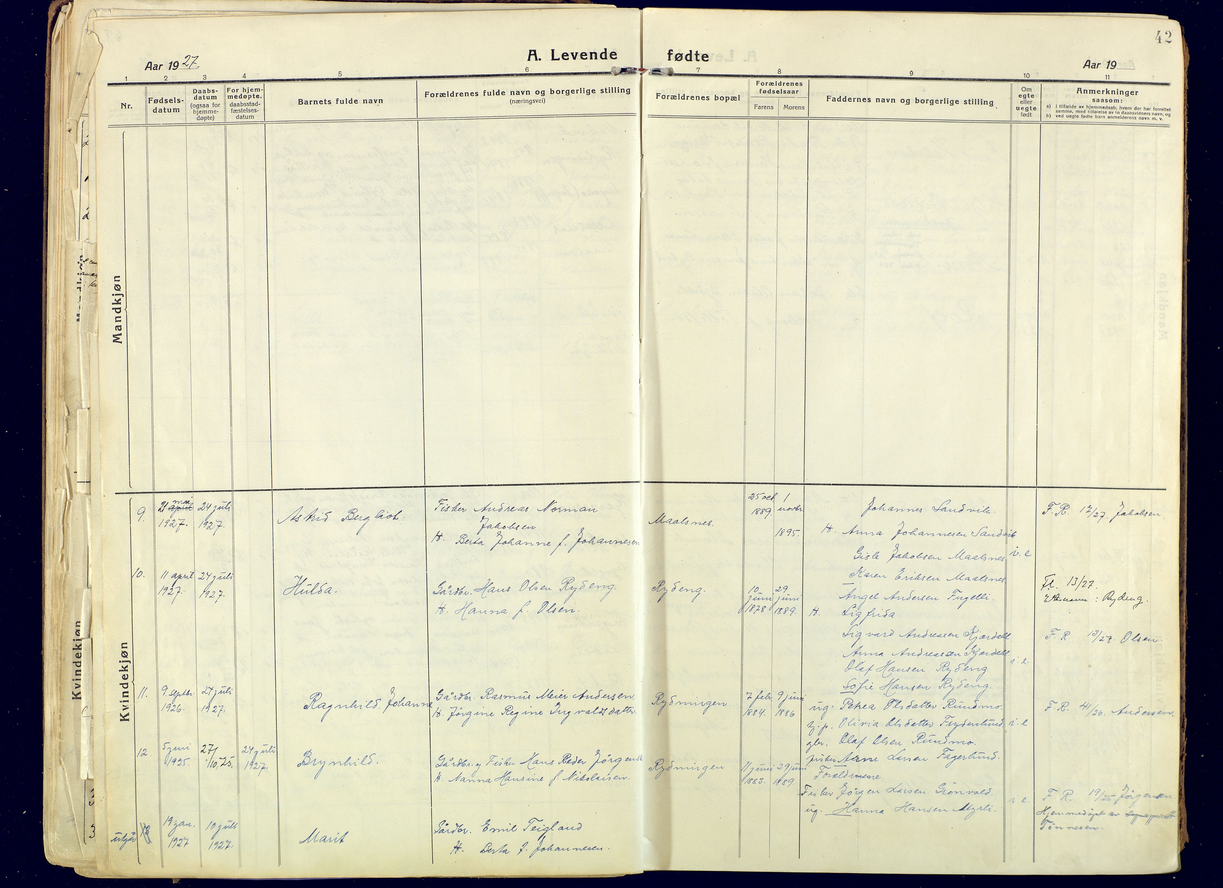 Målselv sokneprestembete, SATØ/S-1311/G/Ga/Gaa/L0014kirke: Parish register (official) no. 14, 1919-1932, p. 42