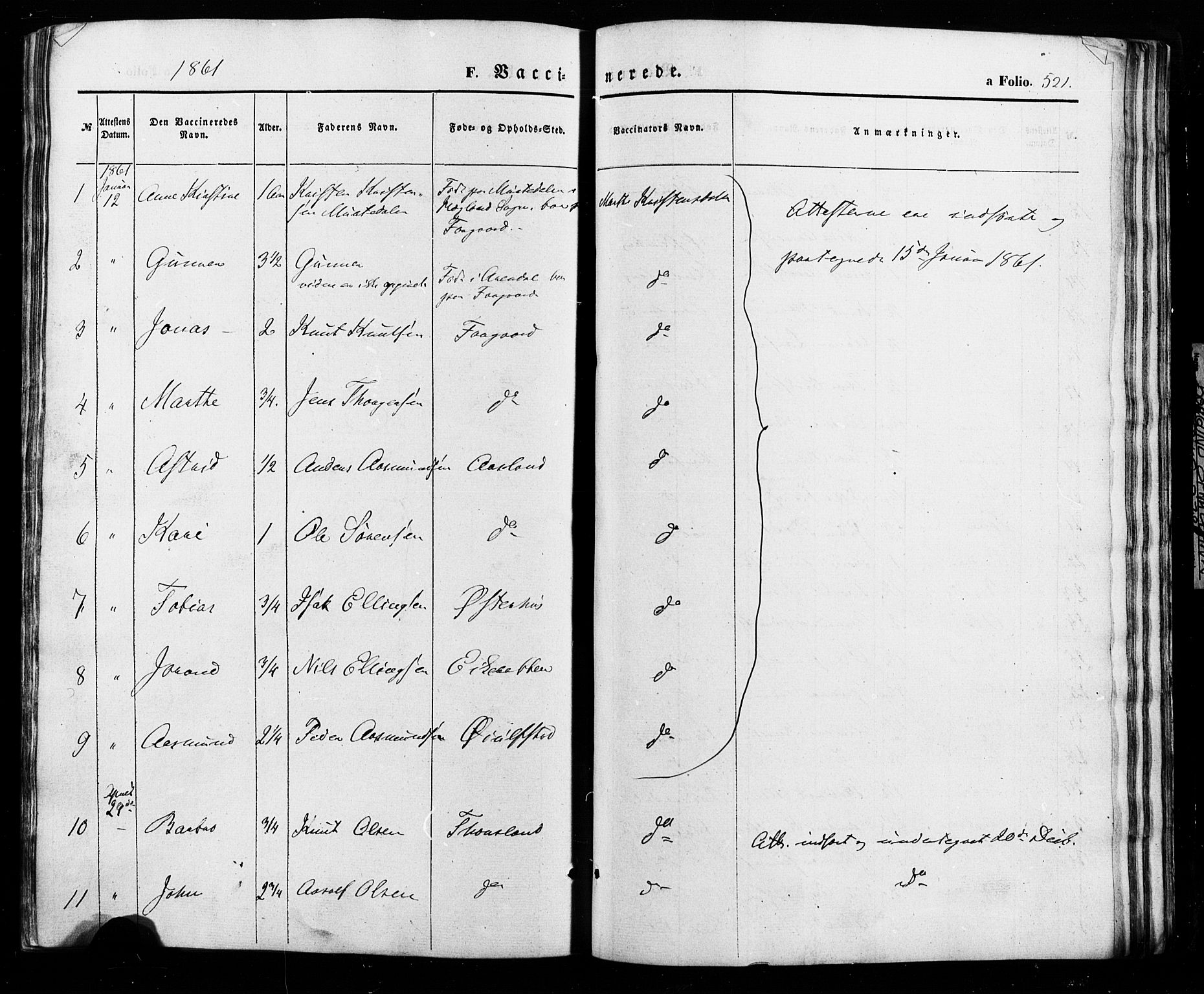 Åseral sokneprestkontor, AV/SAK-1111-0051/F/Fa/L0002: Parish register (official) no. A 2, 1854-1884, p. 521