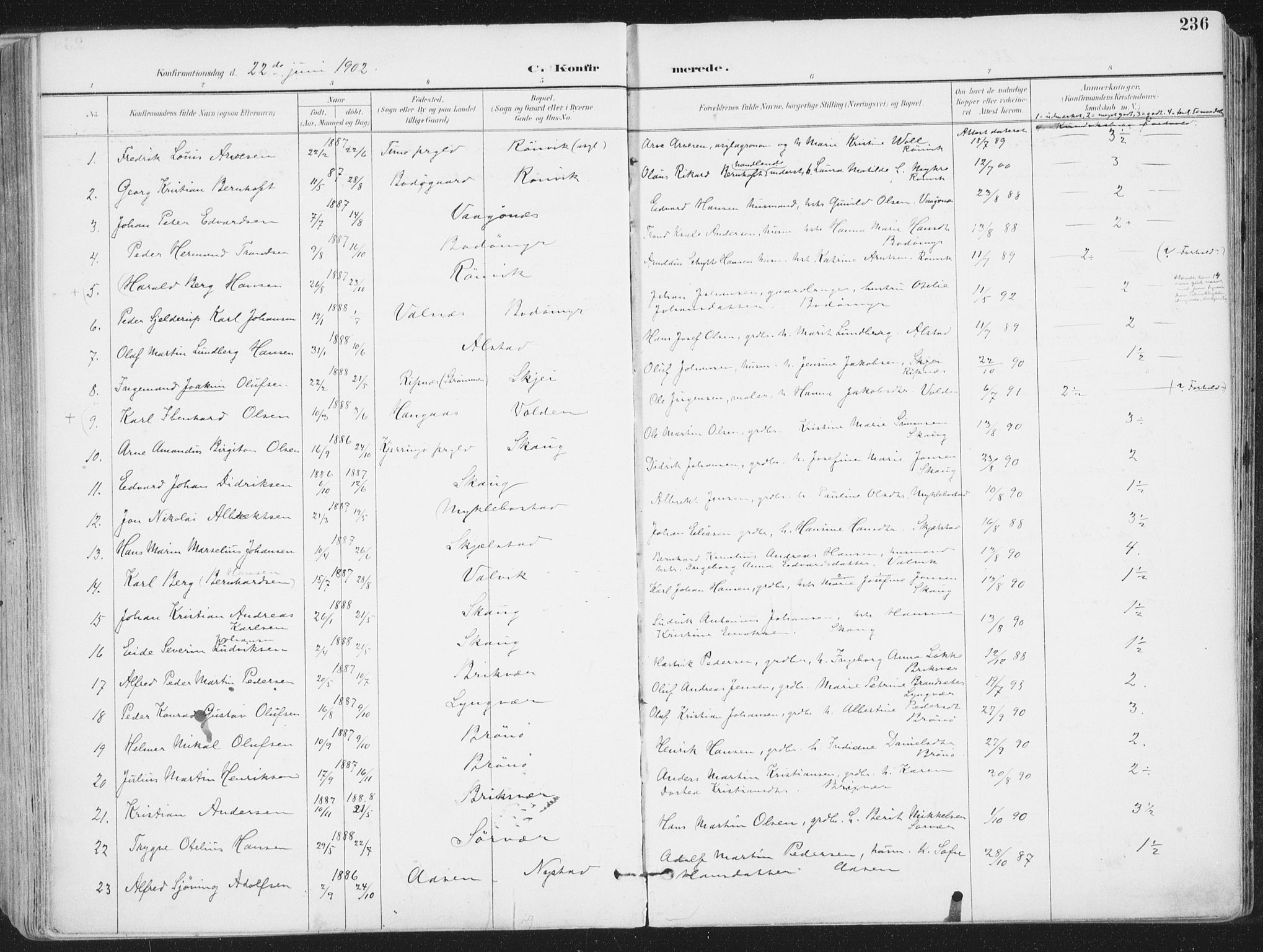 Ministerialprotokoller, klokkerbøker og fødselsregistre - Nordland, SAT/A-1459/802/L0055: Parish register (official) no. 802A02, 1894-1915, p. 236