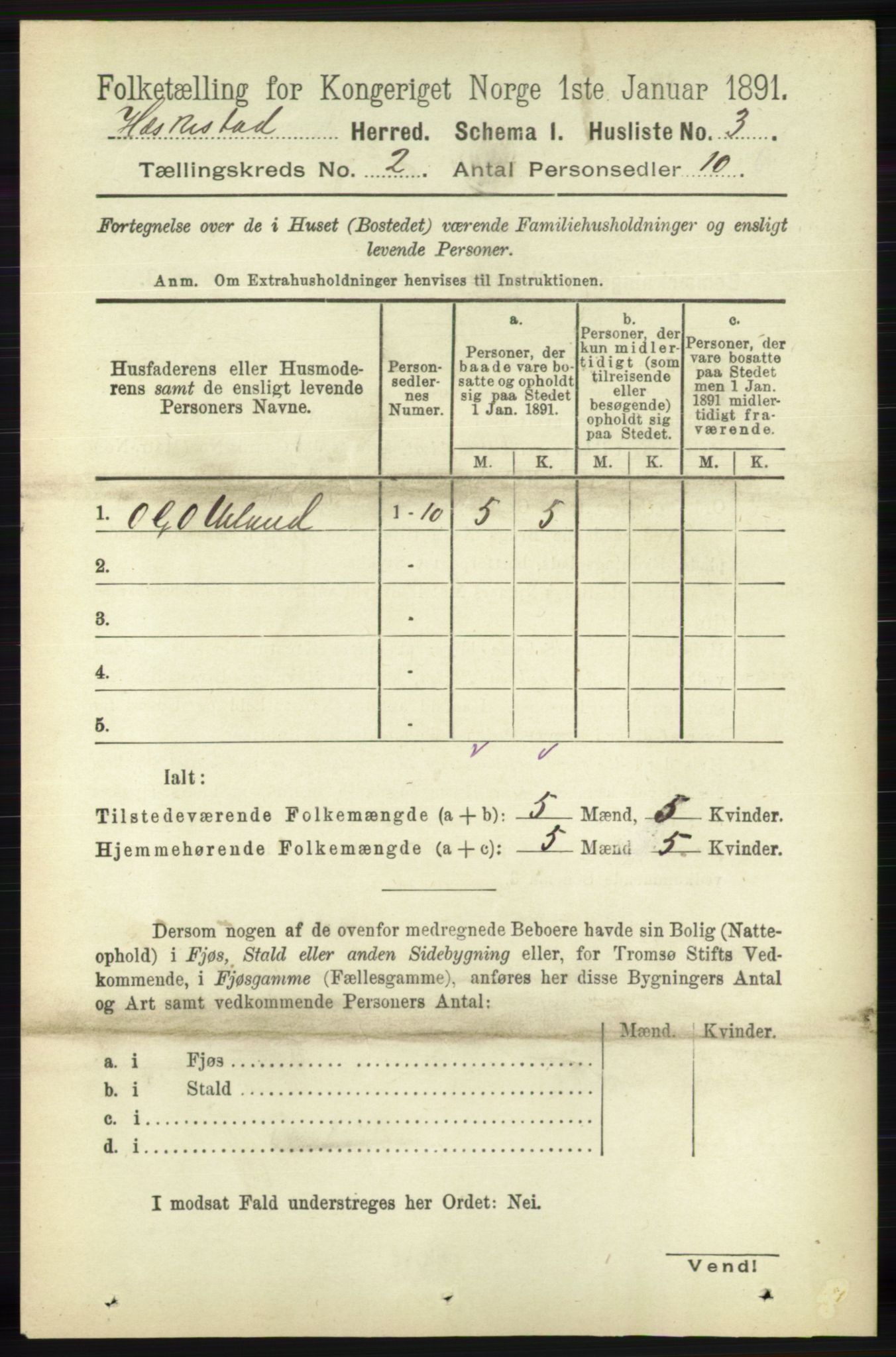 RA, 1891 census for 1113 Heskestad, 1891, p. 248