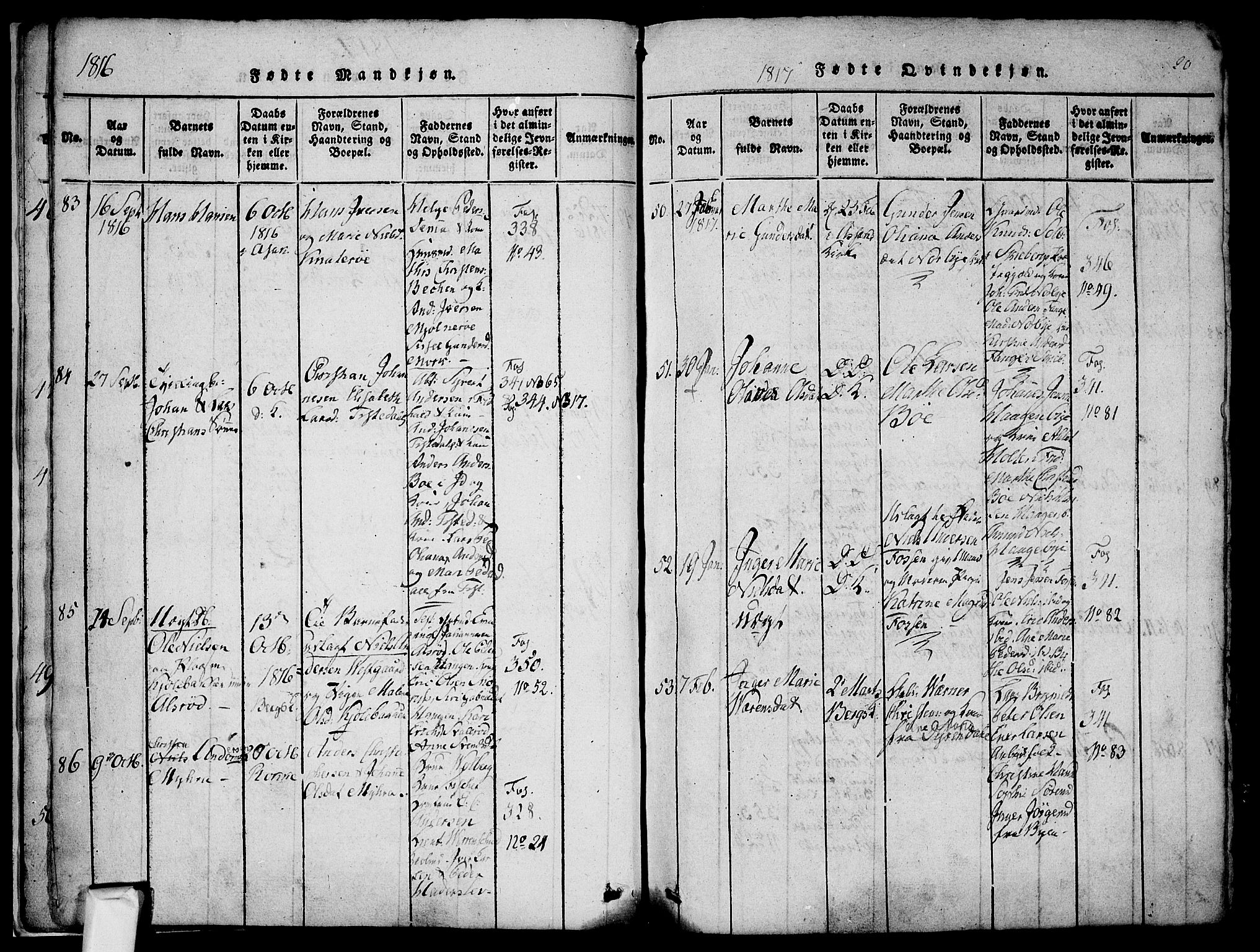 Berg prestekontor Kirkebøker, AV/SAO-A-10902/F/Fa/L0002: Parish register (official) no. I 2, 1815-1831, p. 20