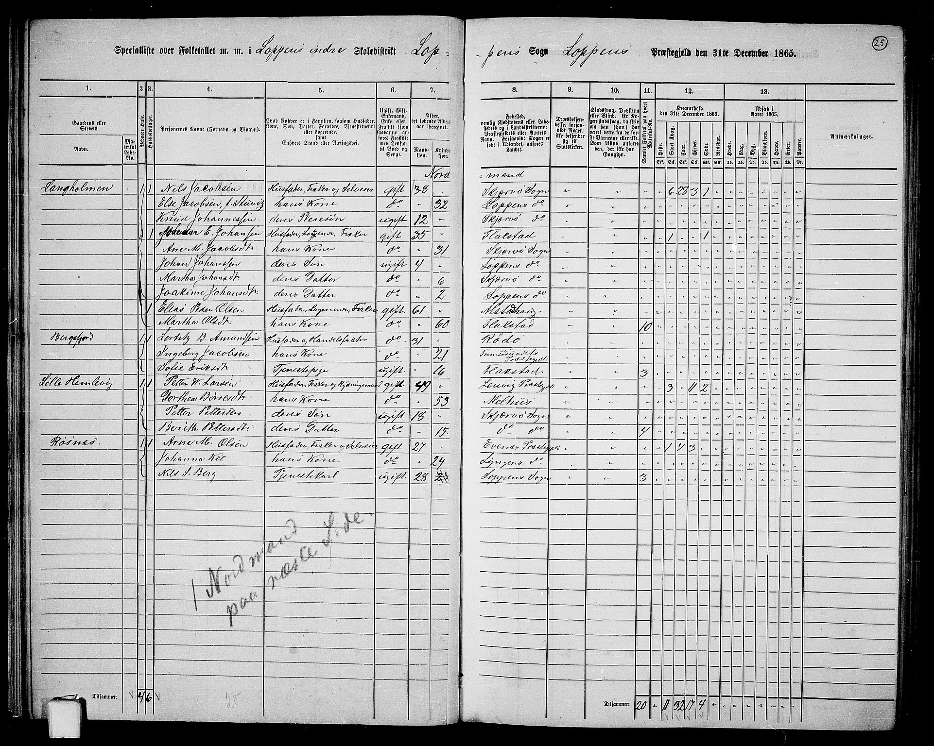 RA, 1865 census for Loppa, 1865, p. 24