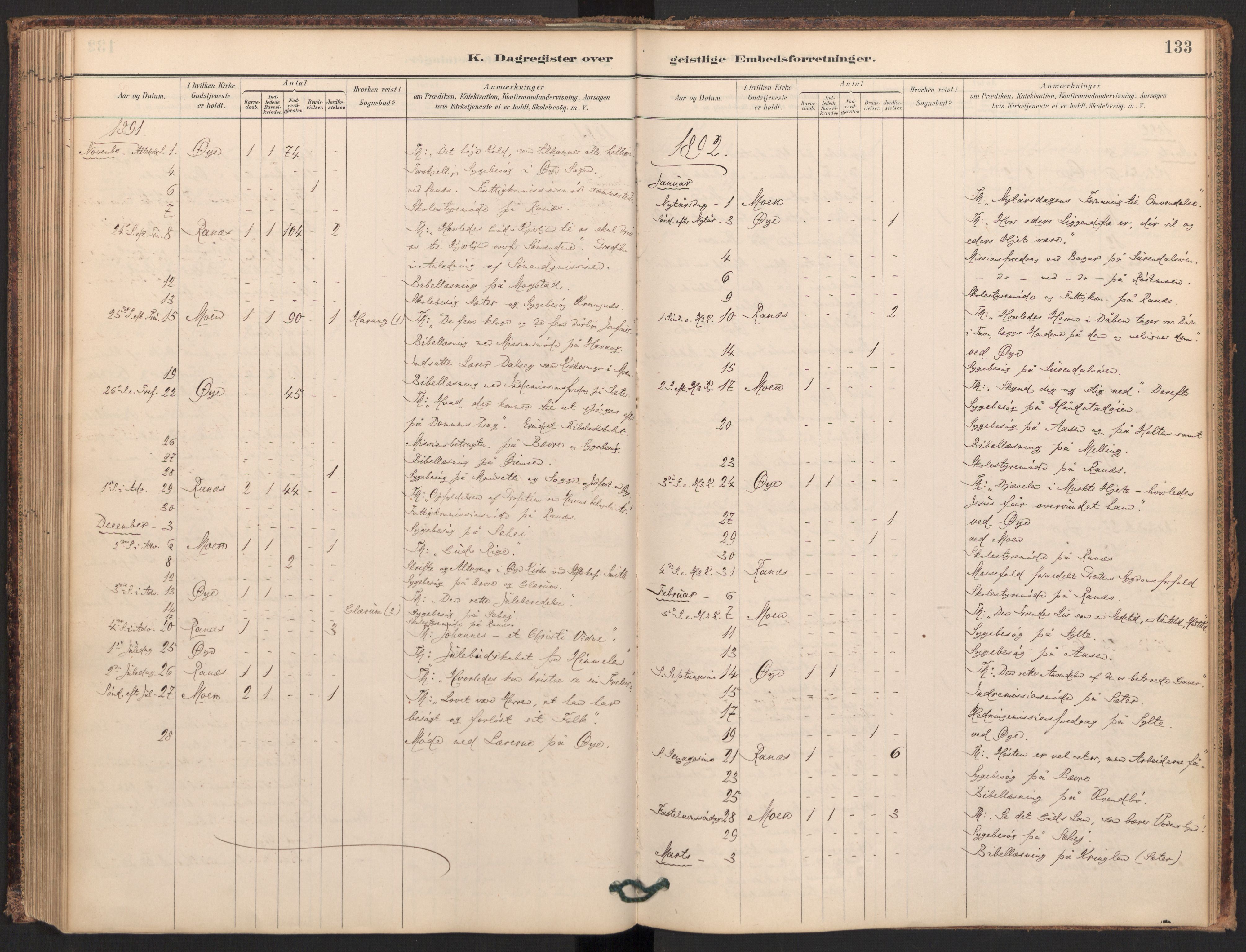 Ministerialprotokoller, klokkerbøker og fødselsregistre - Møre og Romsdal, AV/SAT-A-1454/595/L1047: Parish register (official) no. 595A09, 1885-1900, p. 133