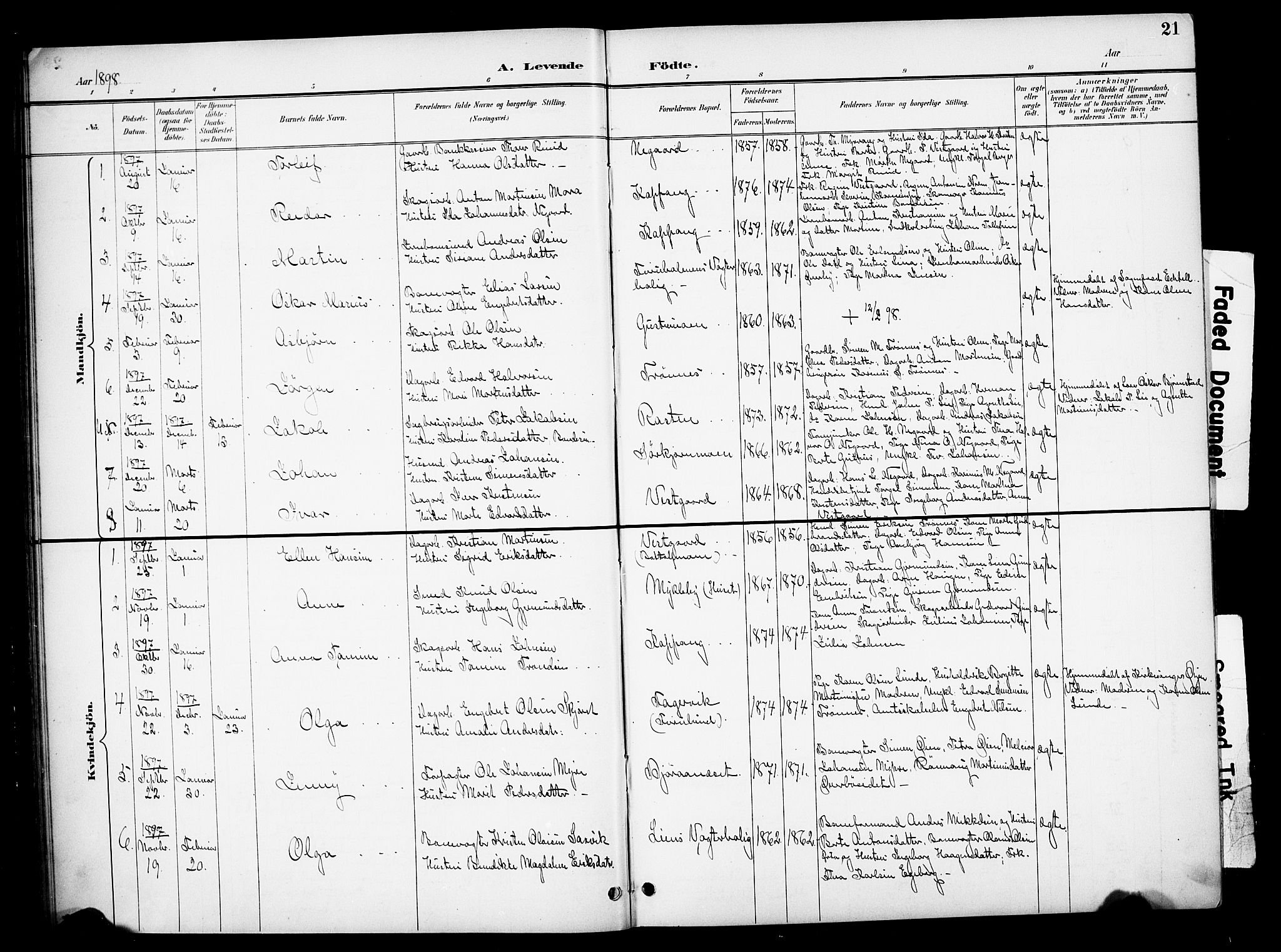 Stor-Elvdal prestekontor, SAH/PREST-052/H/Ha/Hab/L0003: Parish register (copy) no. 3, 1895-1917, p. 21