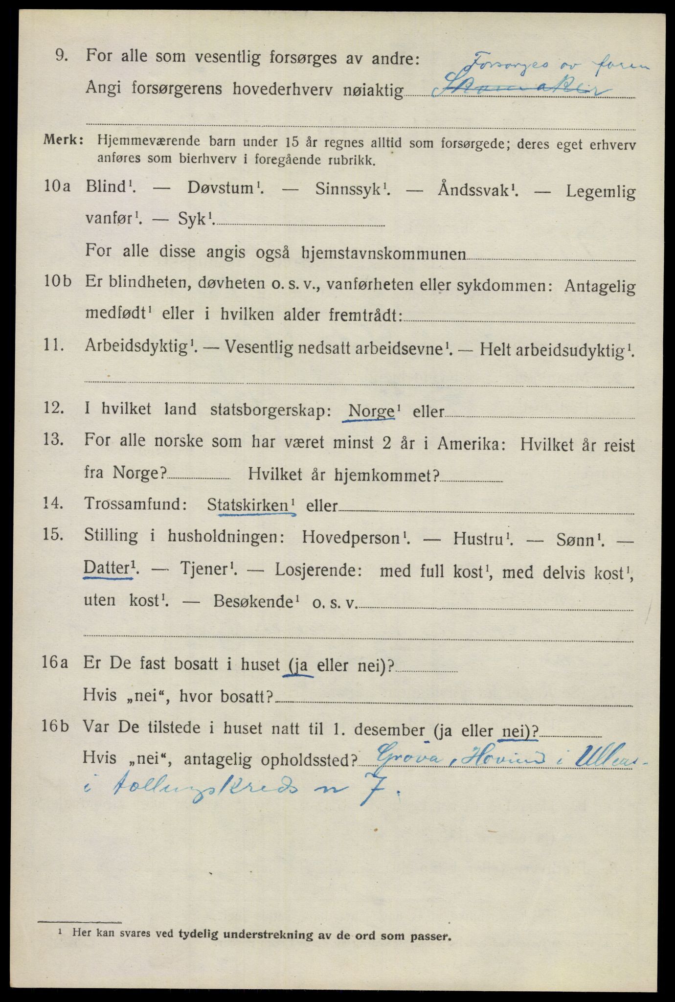 SAO, 1920 census for Ullensaker, 1920, p. 9076
