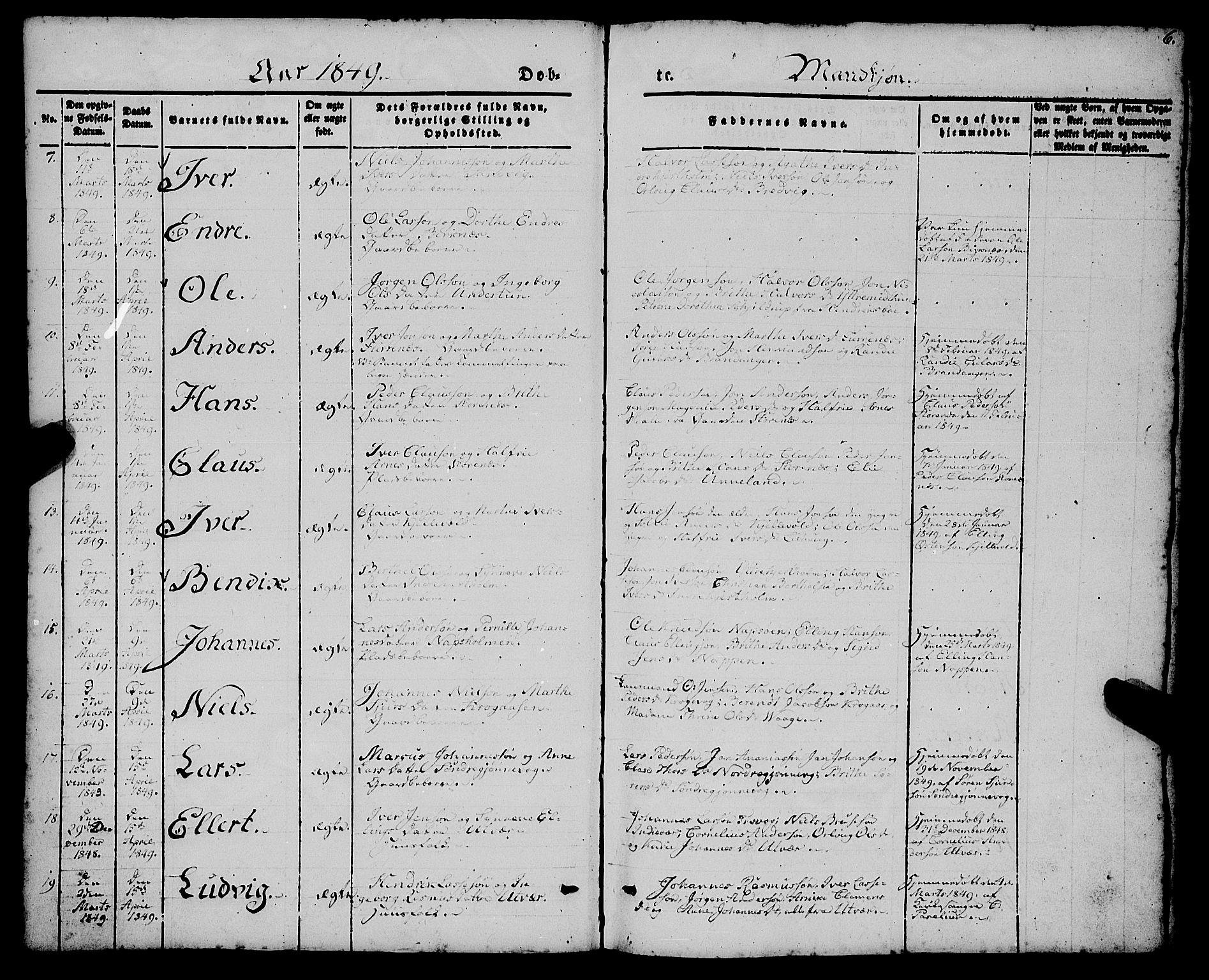 Gulen sokneprestembete, AV/SAB-A-80201/H/Haa/Haaa/L0021: Parish register (official) no. A 21, 1848-1858, p. 6