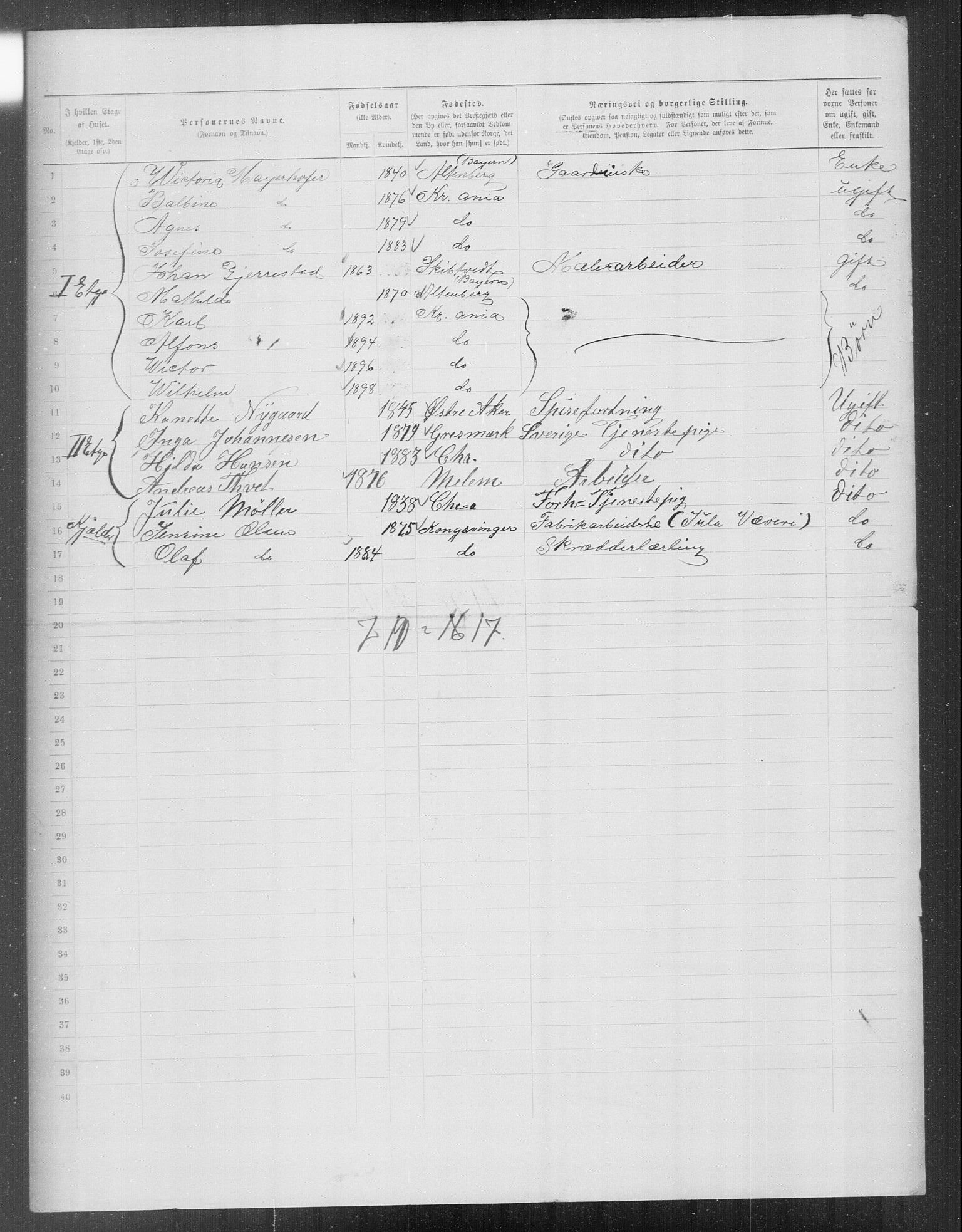 OBA, Municipal Census 1899 for Kristiania, 1899, p. 11289