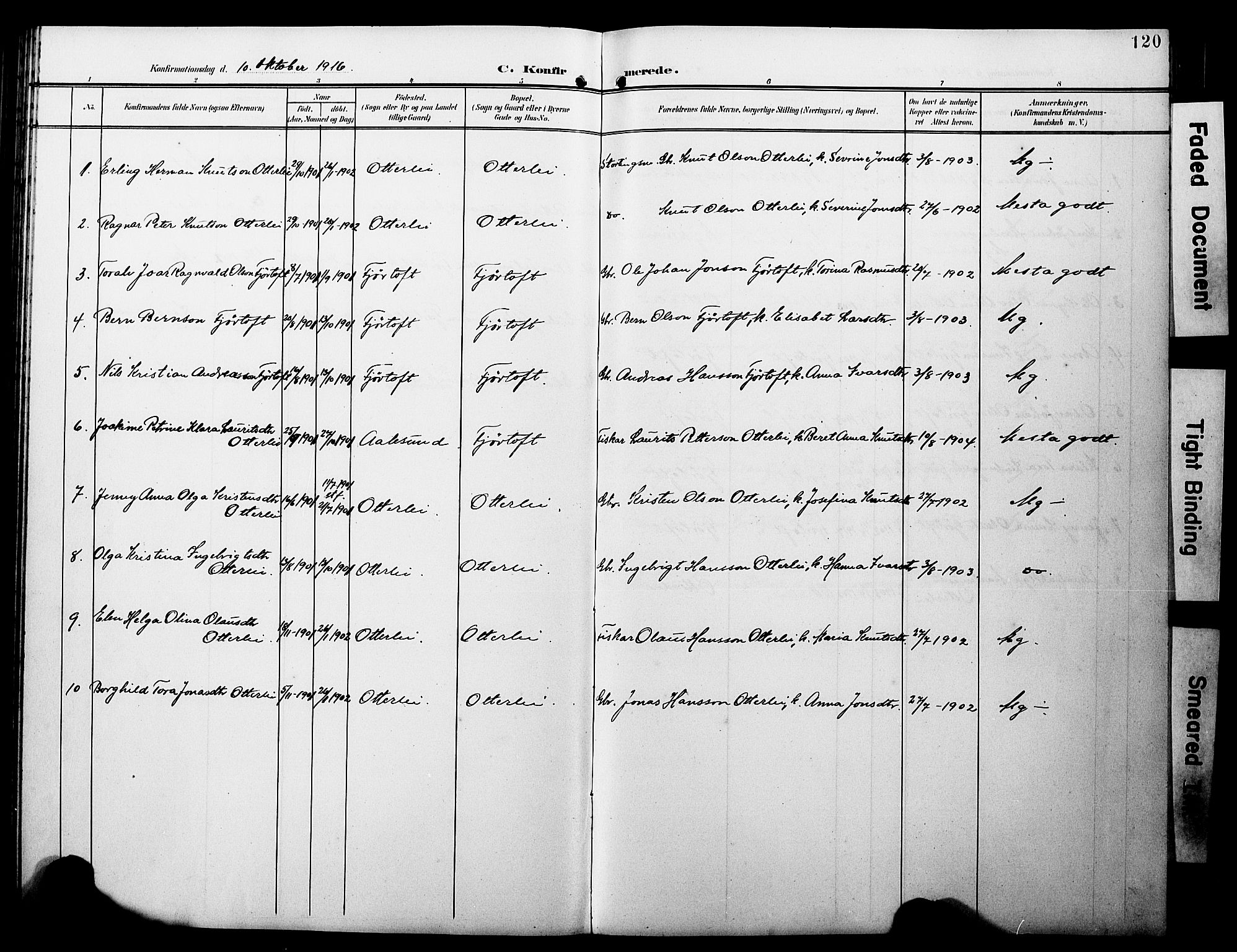 Ministerialprotokoller, klokkerbøker og fødselsregistre - Møre og Romsdal, AV/SAT-A-1454/538/L0524: Parish register (copy) no. 538C02, 1901-1931, p. 120