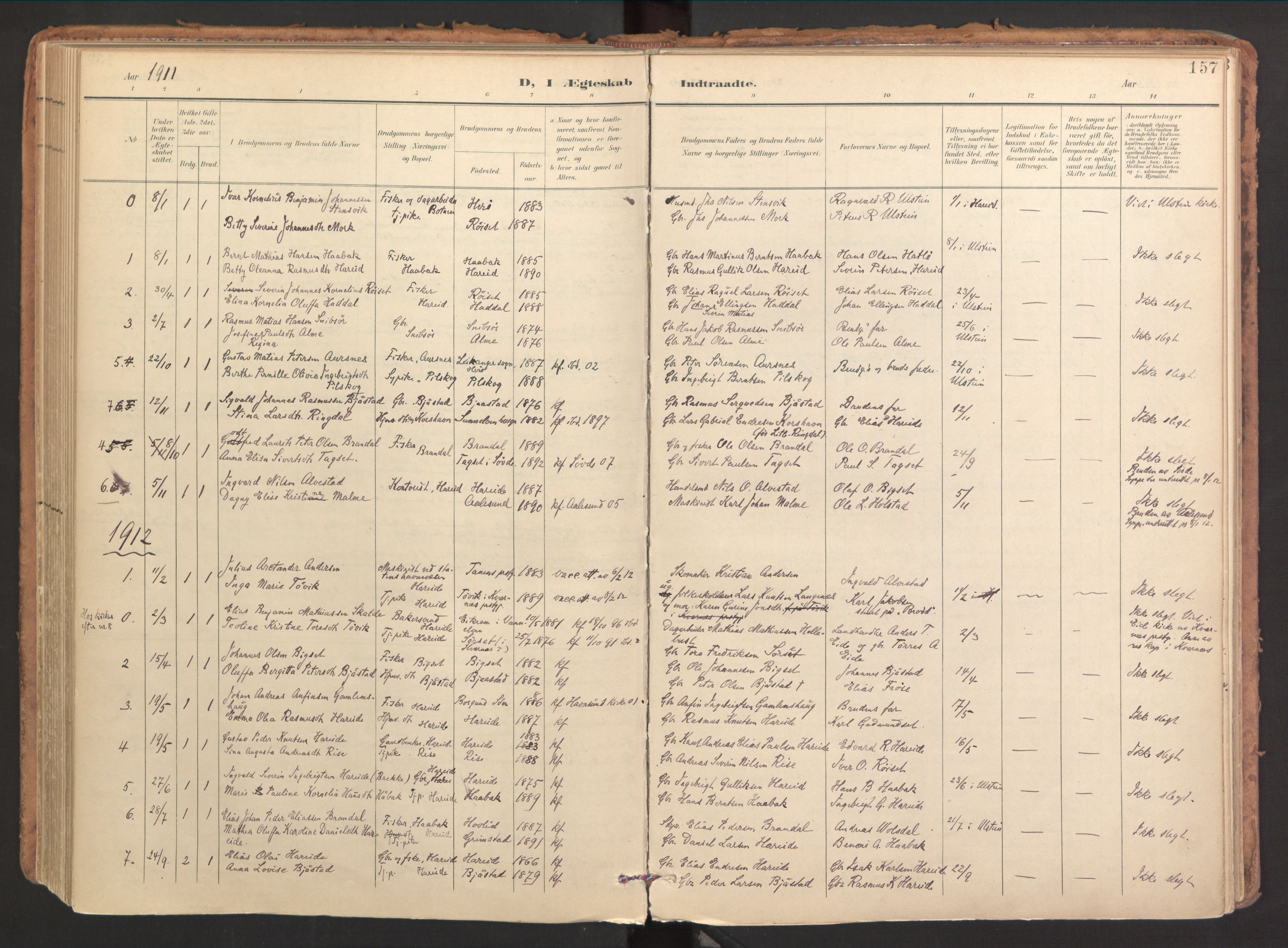 Ministerialprotokoller, klokkerbøker og fødselsregistre - Møre og Romsdal, SAT/A-1454/510/L0123: Parish register (official) no. 510A03, 1898-1922, p. 157