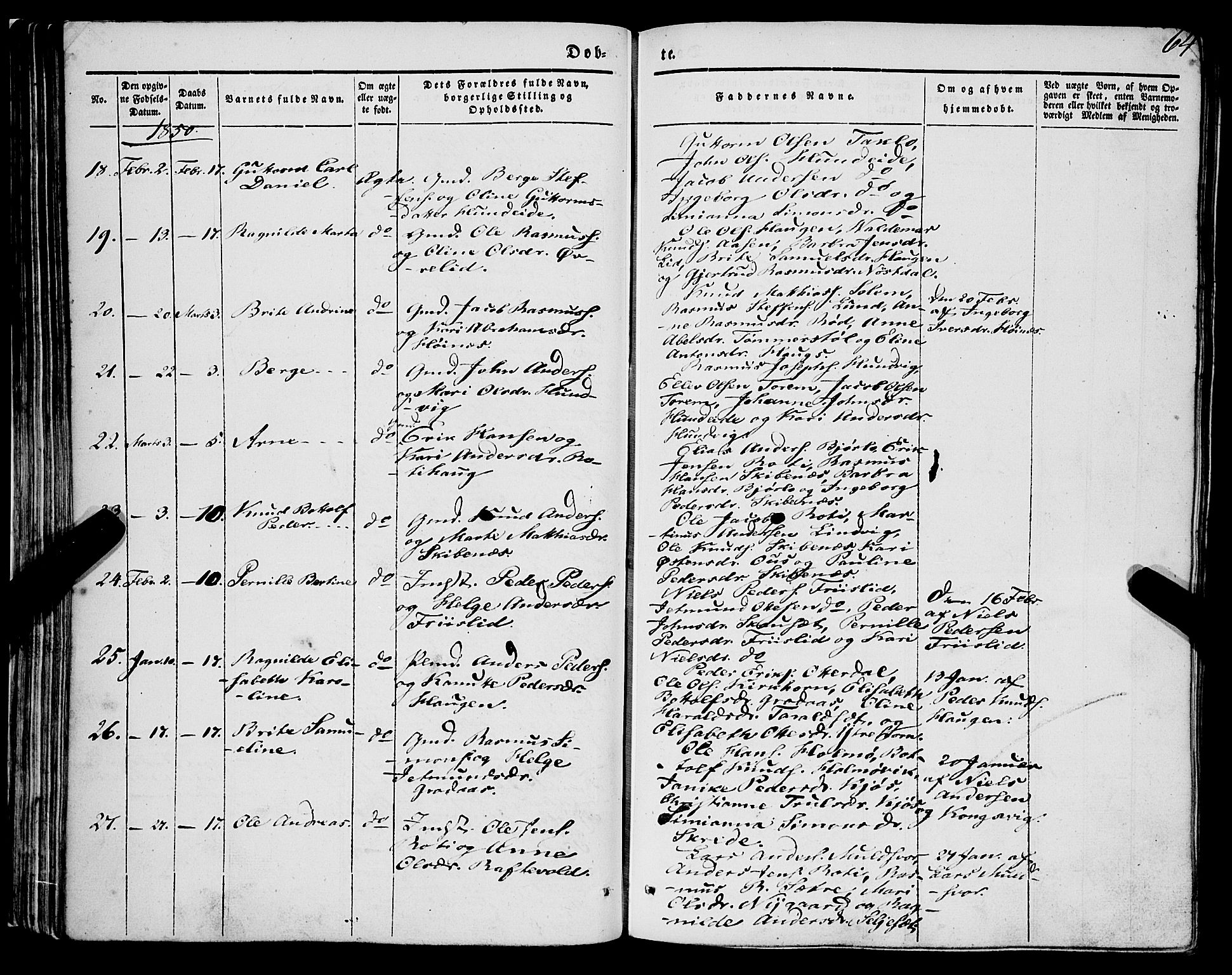 Eid sokneprestembete, AV/SAB-A-82301/H/Haa/Haaa/L0007: Parish register (official) no. A 7, 1844-1858, p. 64