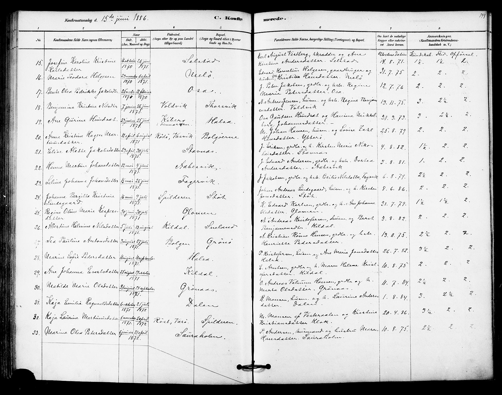 Ministerialprotokoller, klokkerbøker og fødselsregistre - Nordland, AV/SAT-A-1459/843/L0626: Parish register (official) no. 843A01, 1878-1907, p. 149