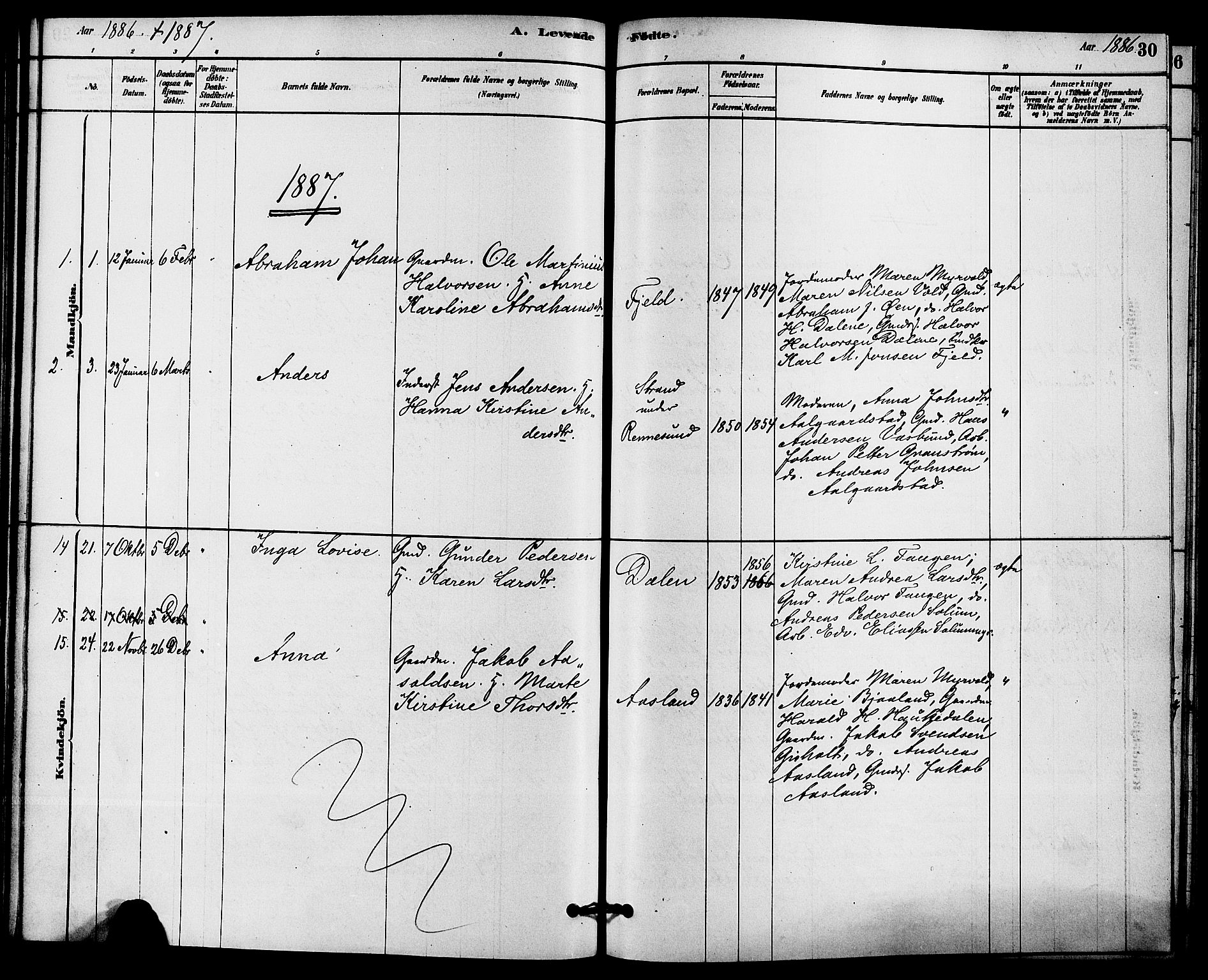 Solum kirkebøker, SAKO/A-306/F/Fc/L0001: Parish register (official) no. III 1, 1877-1891, p. 30