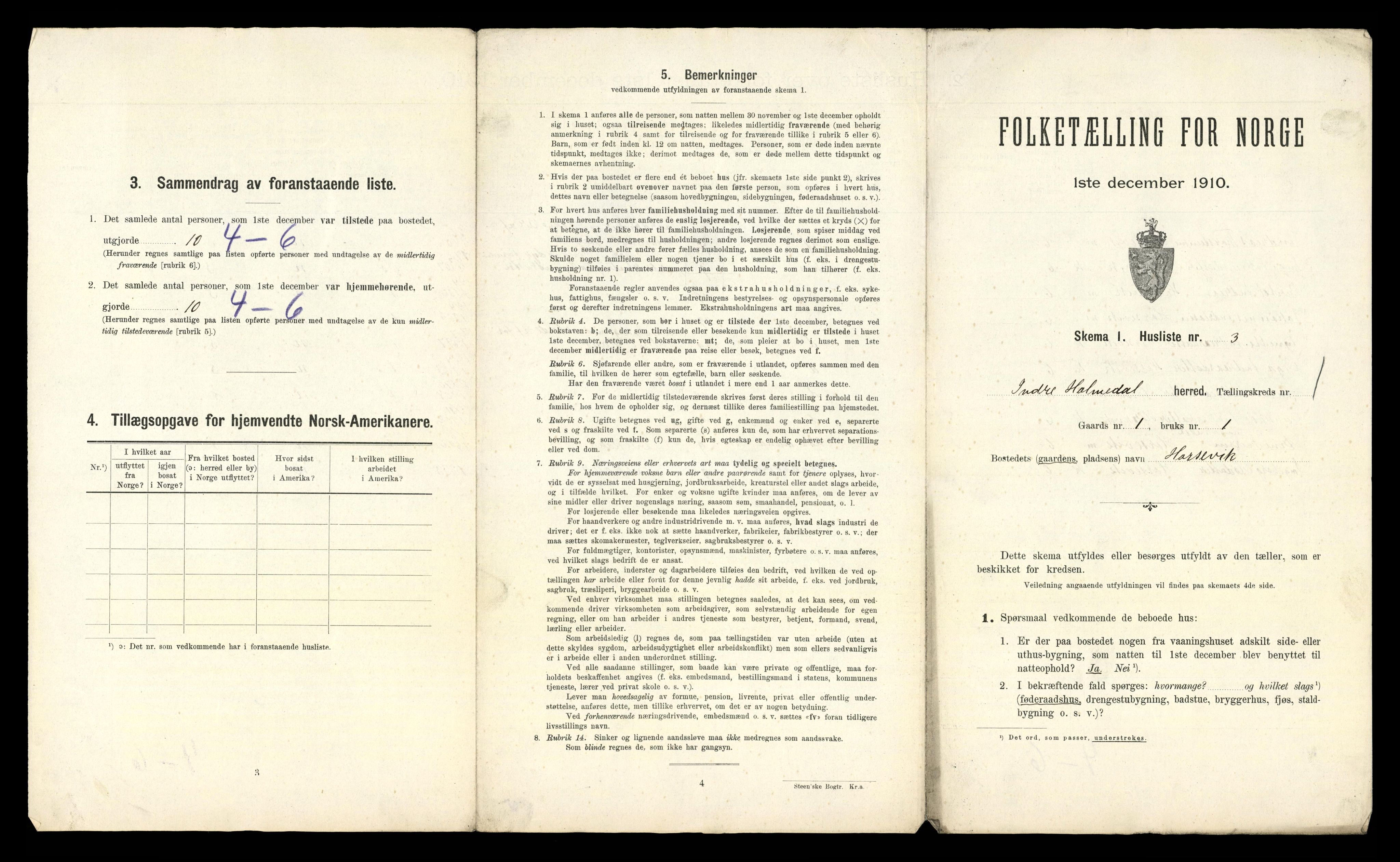 RA, 1910 census for Indre Holmedal, 1910, p. 60