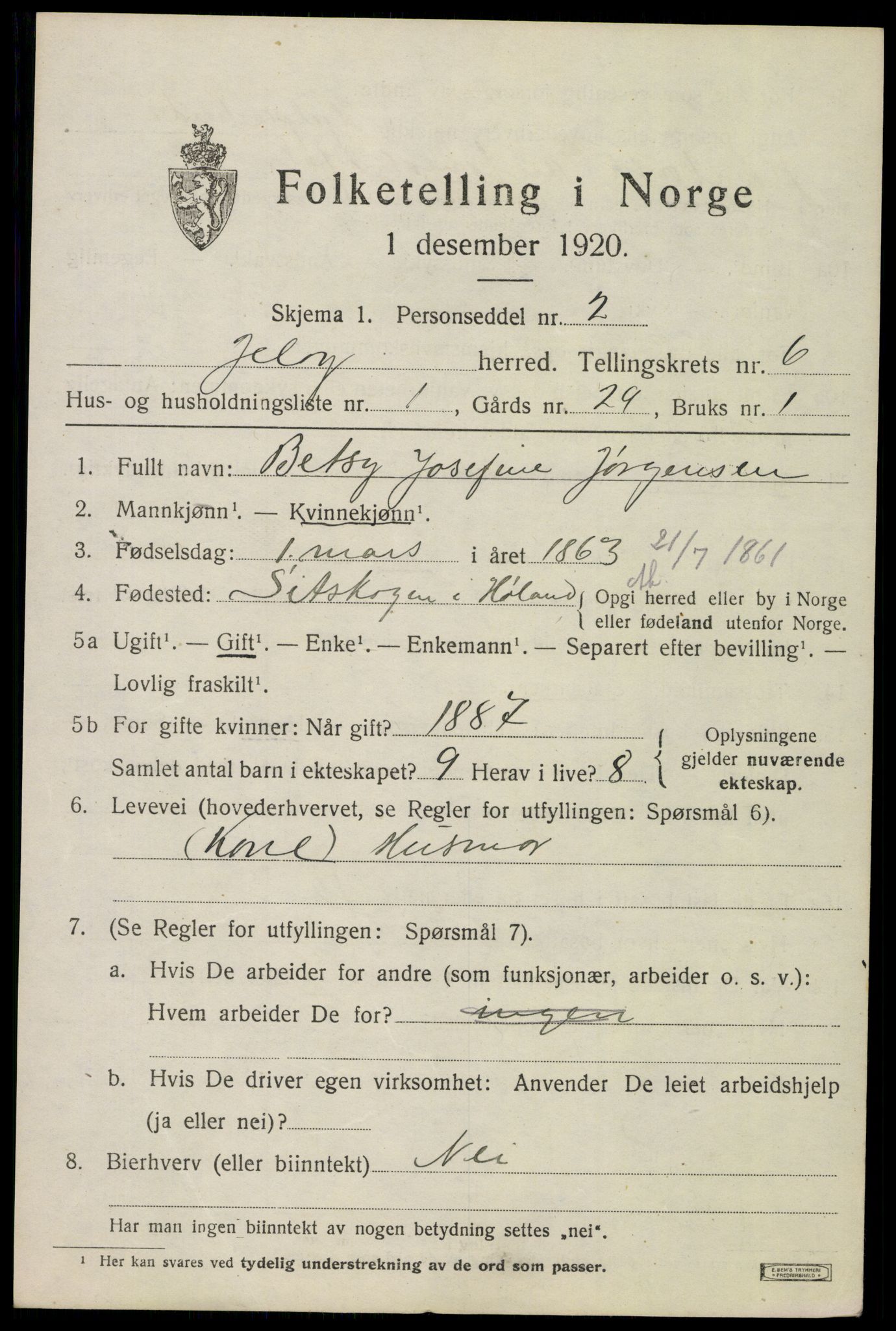 SAO, 1920 census for Moss land district, 1920, p. 6667