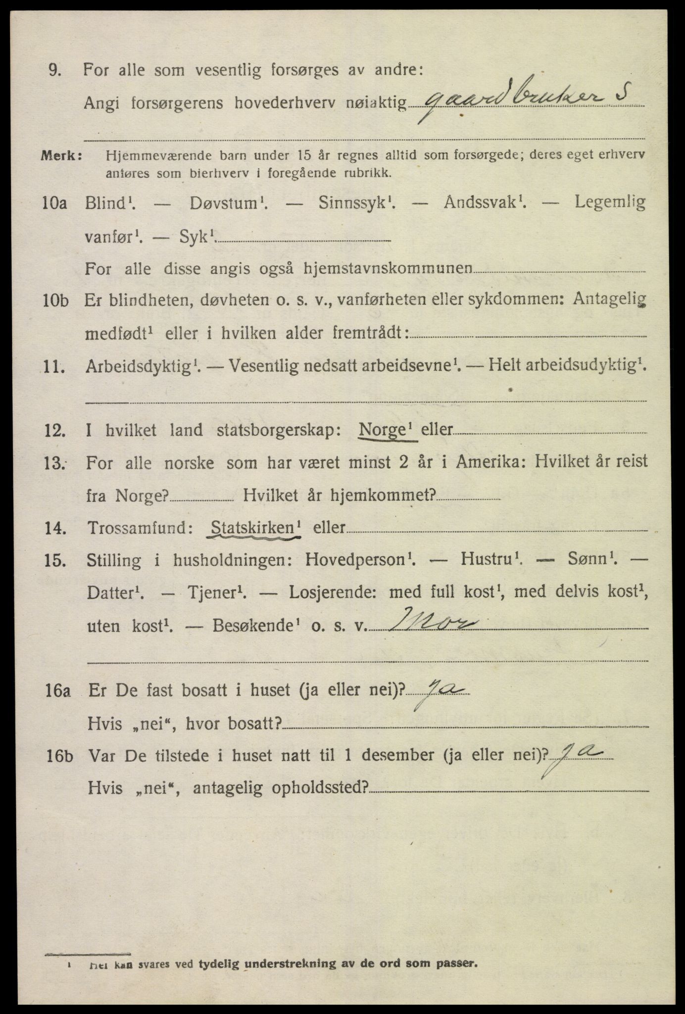 SAK, 1920 census for Sør-Audnedal, 1920, p. 1494