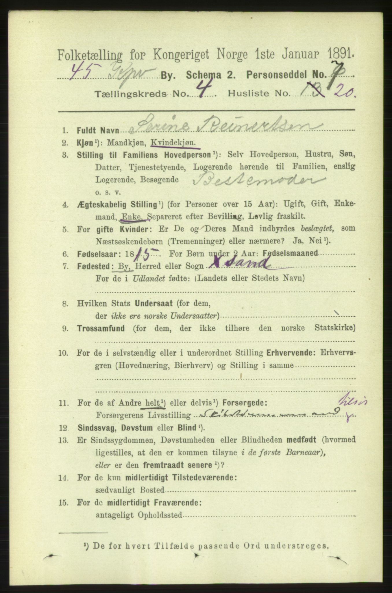 RA, 1891 census for 1105 Kopervik, 1891, p. 482