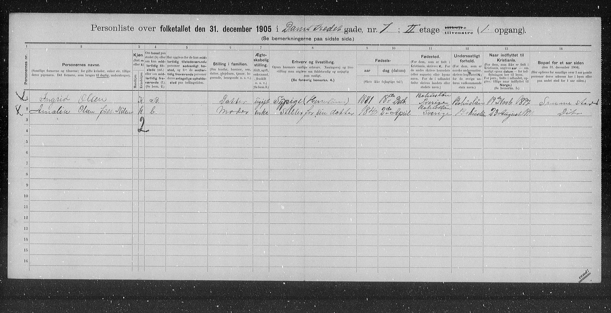 OBA, Municipal Census 1905 for Kristiania, 1905, p. 7464