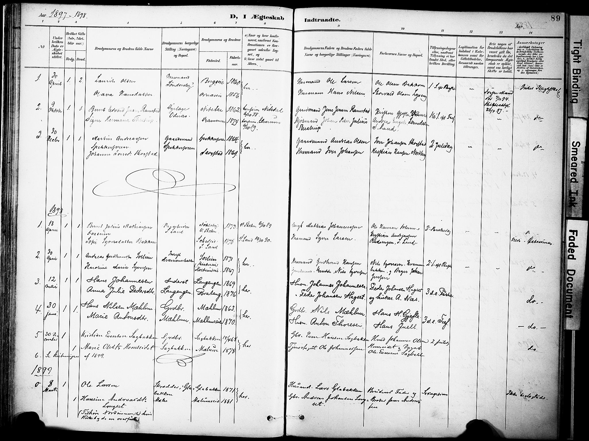 Nordre Land prestekontor, AV/SAH-PREST-124/H/Ha/Haa/L0006: Parish register (official) no. 6, 1897-1914, p. 89