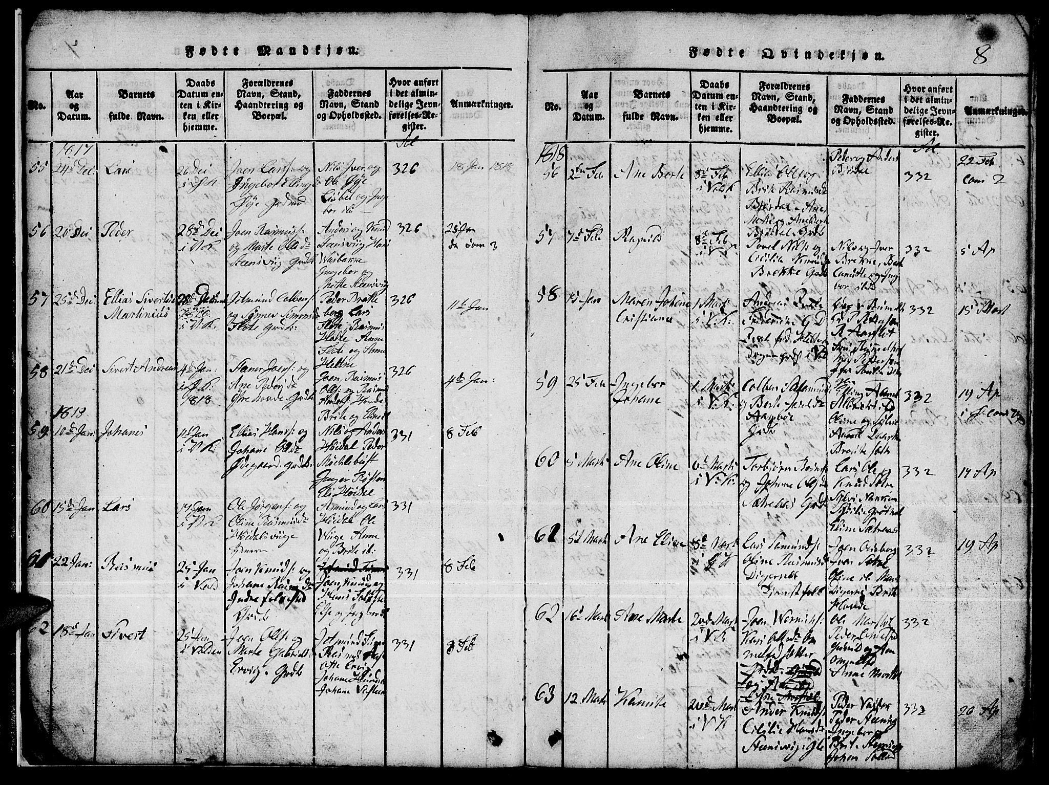 Ministerialprotokoller, klokkerbøker og fødselsregistre - Møre og Romsdal, AV/SAT-A-1454/511/L0155: Parish register (copy) no. 511C01, 1817-1829, p. 8