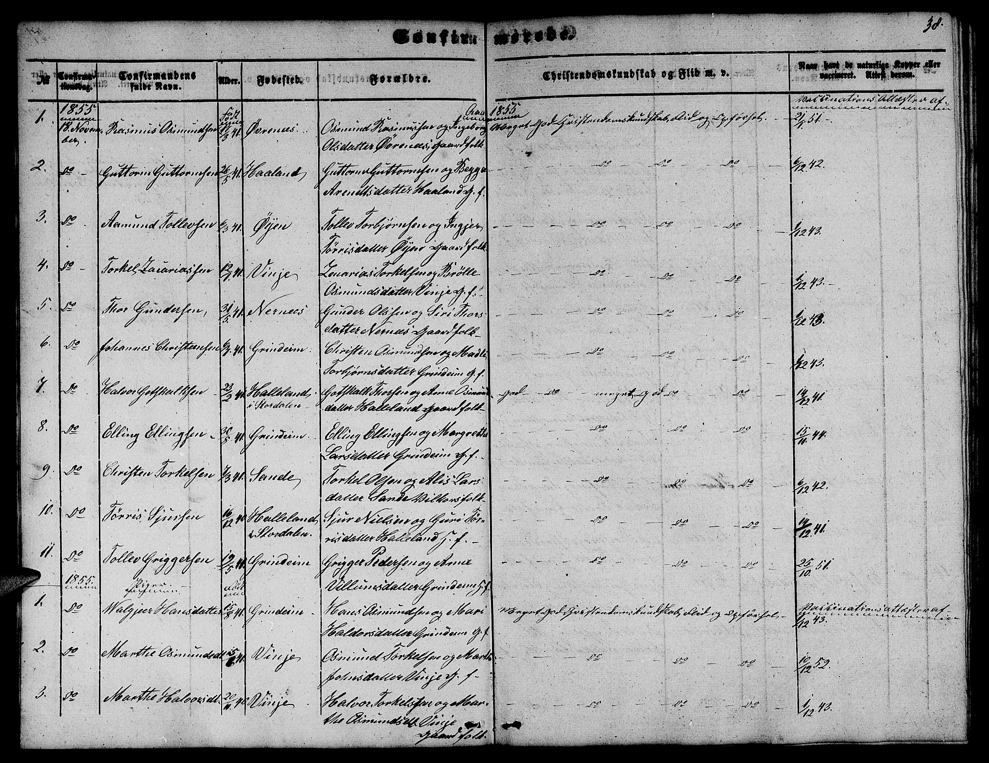 Etne sokneprestembete, SAB/A-75001/H/Hab: Parish register (copy) no. C 2, 1851-1865, p. 38