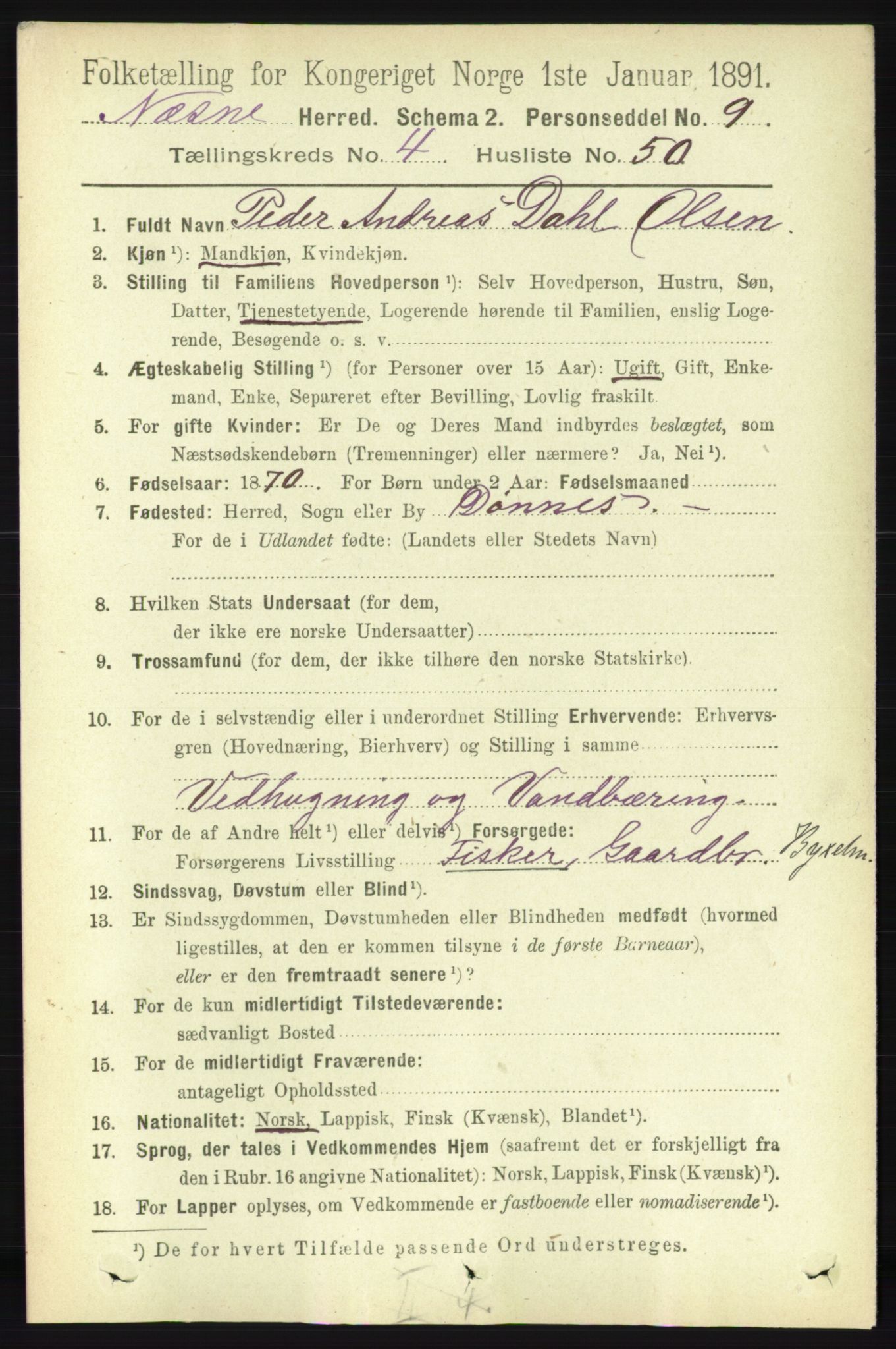 RA, 1891 census for 1828 Nesna, 1891, p. 2462