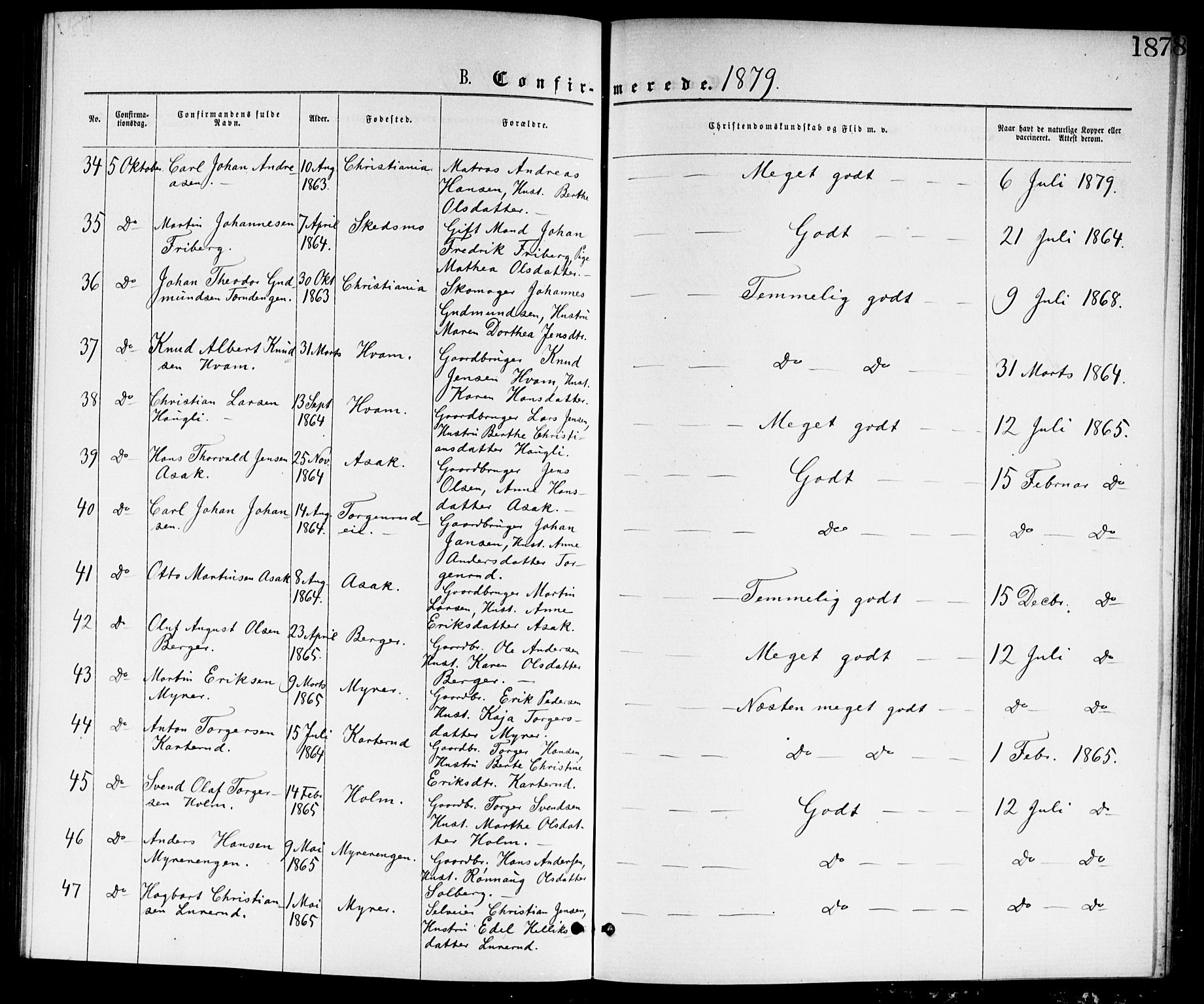 Skedsmo prestekontor Kirkebøker, AV/SAO-A-10033a/G/Ga/L0003: Parish register (copy) no. I 3, 1873-1882, p. 187