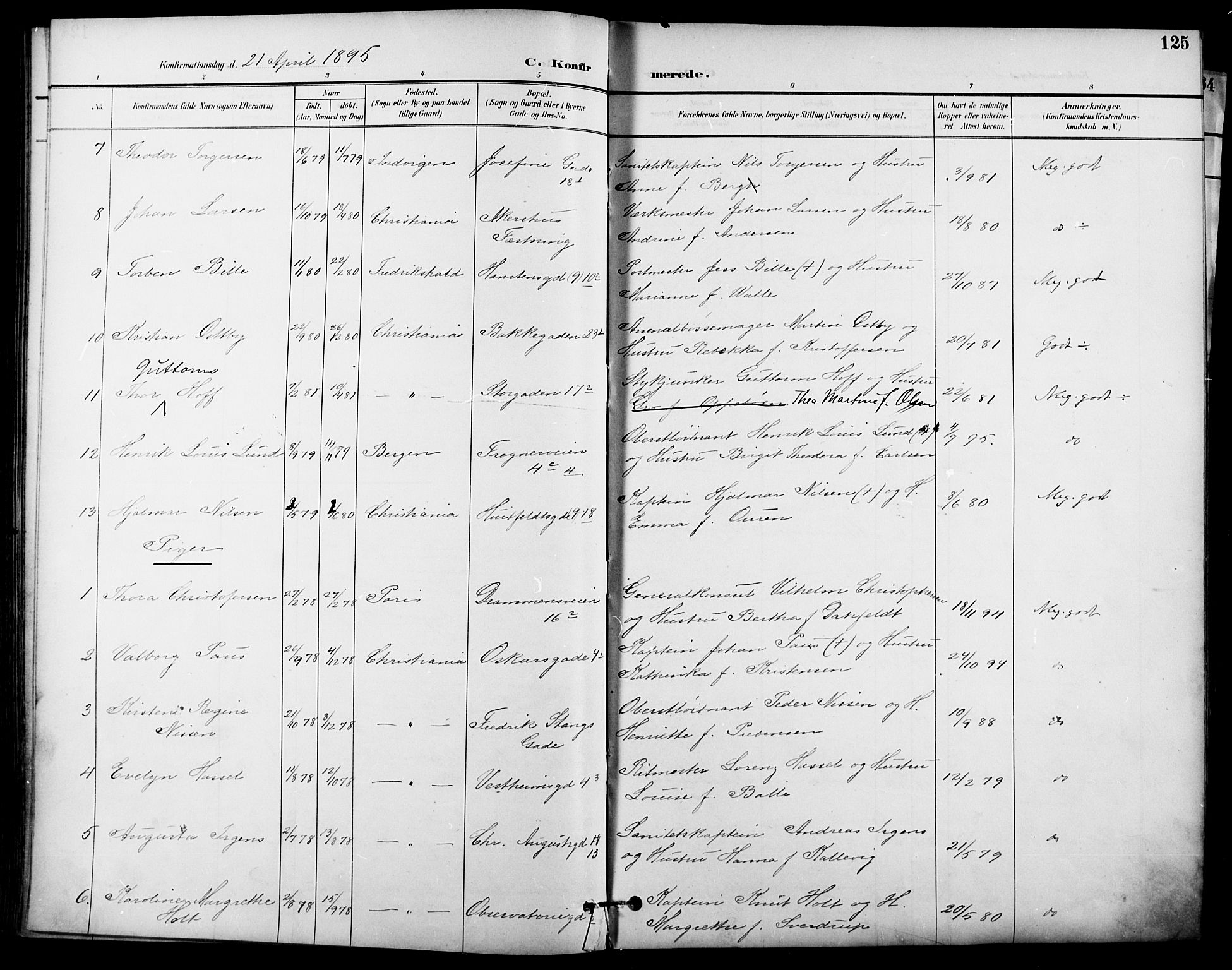 Garnisonsmenigheten Kirkebøker, SAO/A-10846/F/Fa/L0013: Parish register (official) no. 13, 1894-1904, p. 125