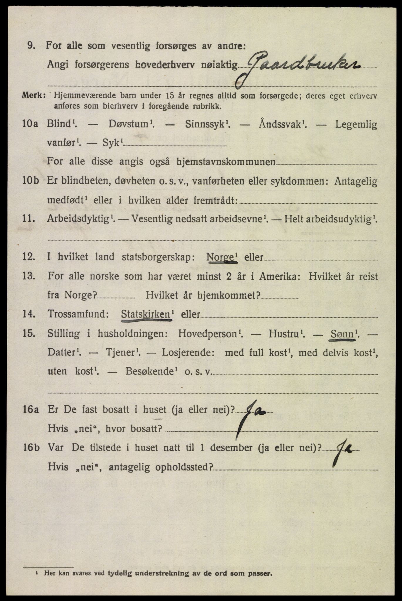 SAK, 1920 census for Holum, 1920, p. 2650