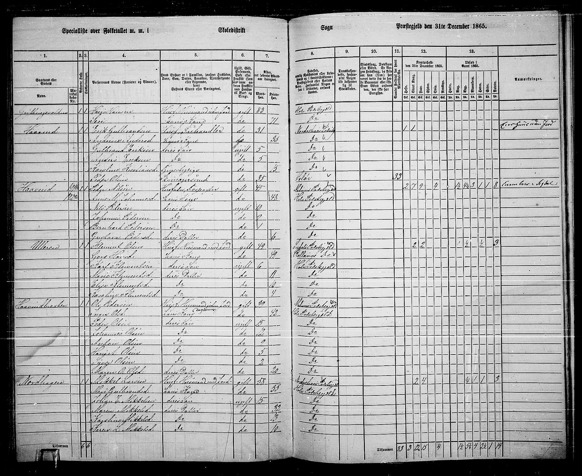 RA, 1865 census for Hole, 1865, p. 128