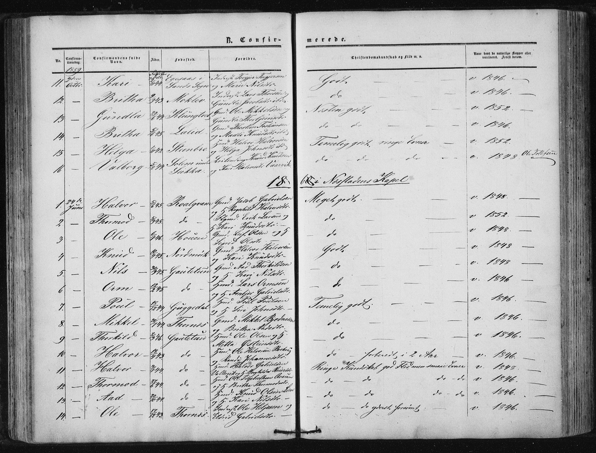 Suldal sokneprestkontor, AV/SAST-A-101845/01/IV/L0009: Parish register (official) no. A 9, 1854-1868