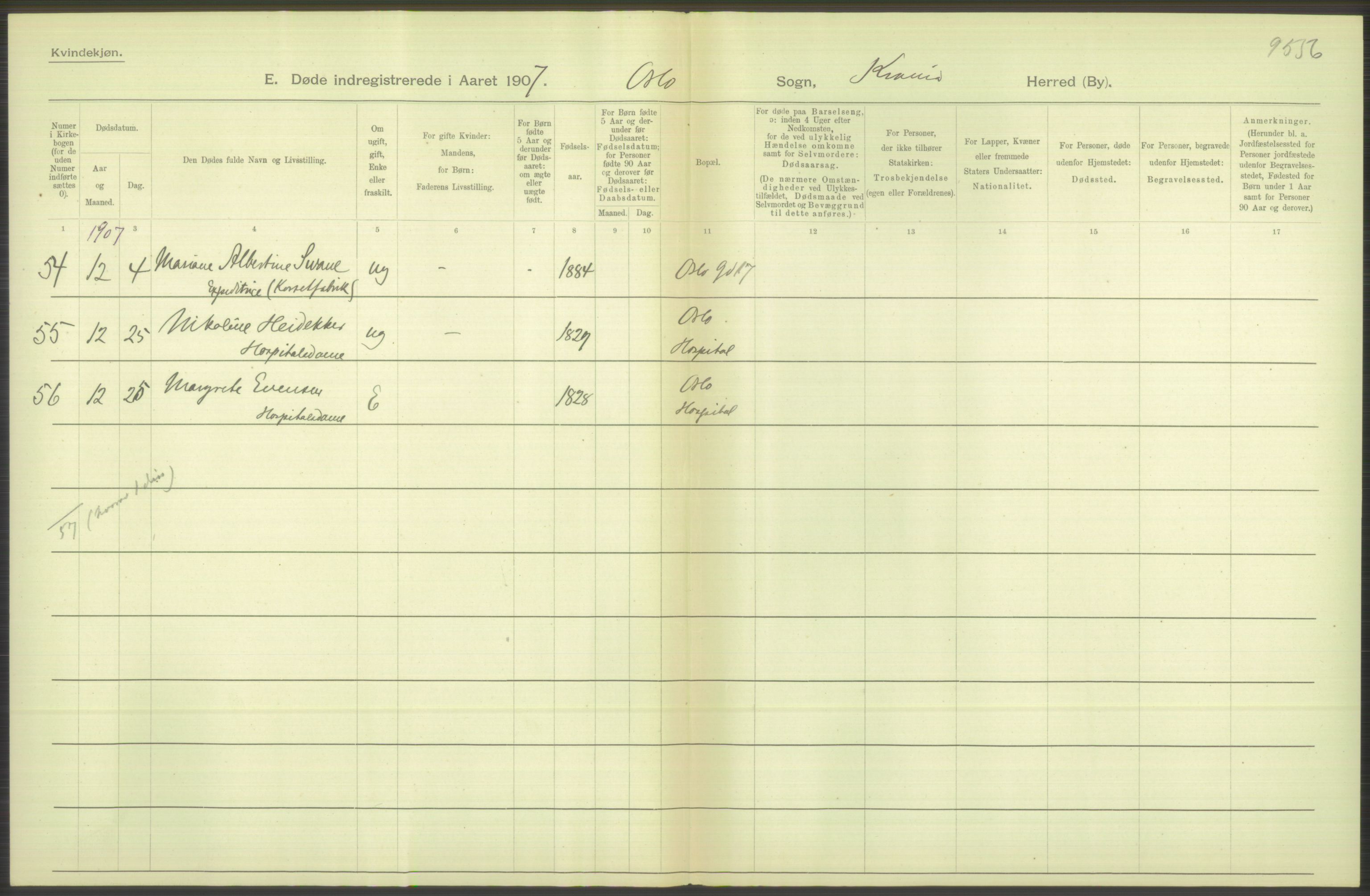 Statistisk sentralbyrå, Sosiodemografiske emner, Befolkning, RA/S-2228/D/Df/Dfa/Dfae/L0009: Kristiania: Døde, 1907, p. 526