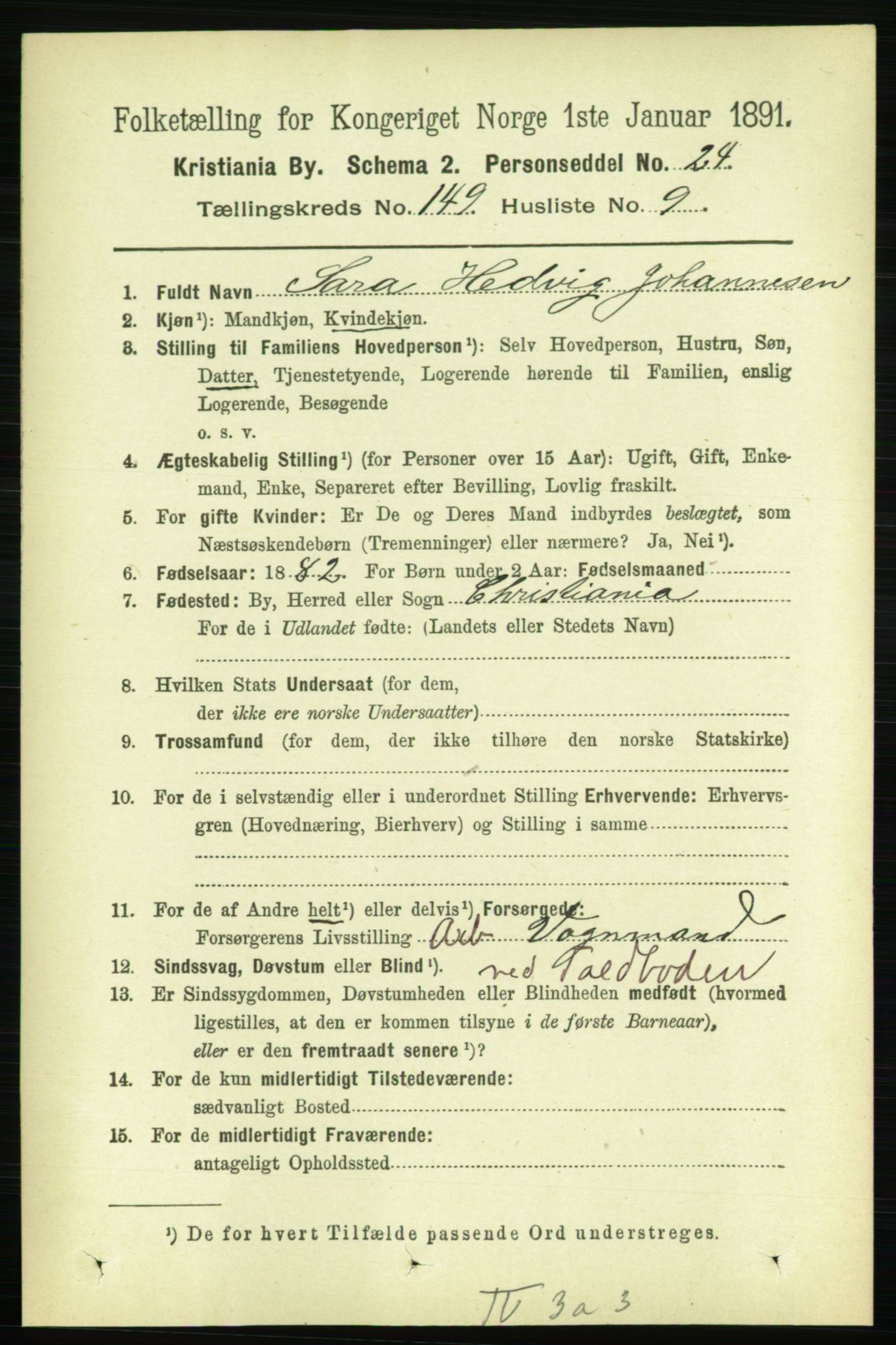 RA, 1891 census for 0301 Kristiania, 1891, p. 83336