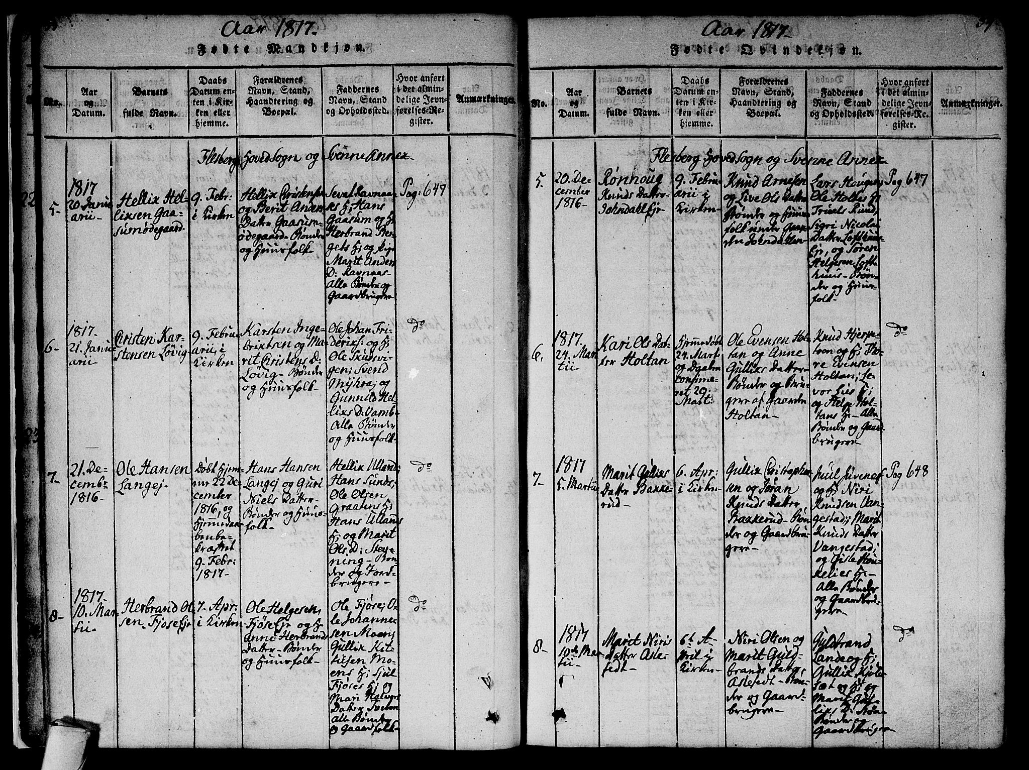 Flesberg kirkebøker, AV/SAKO-A-18/F/Fa/L0005: Parish register (official) no. I 5, 1816-1834, p. 33-34