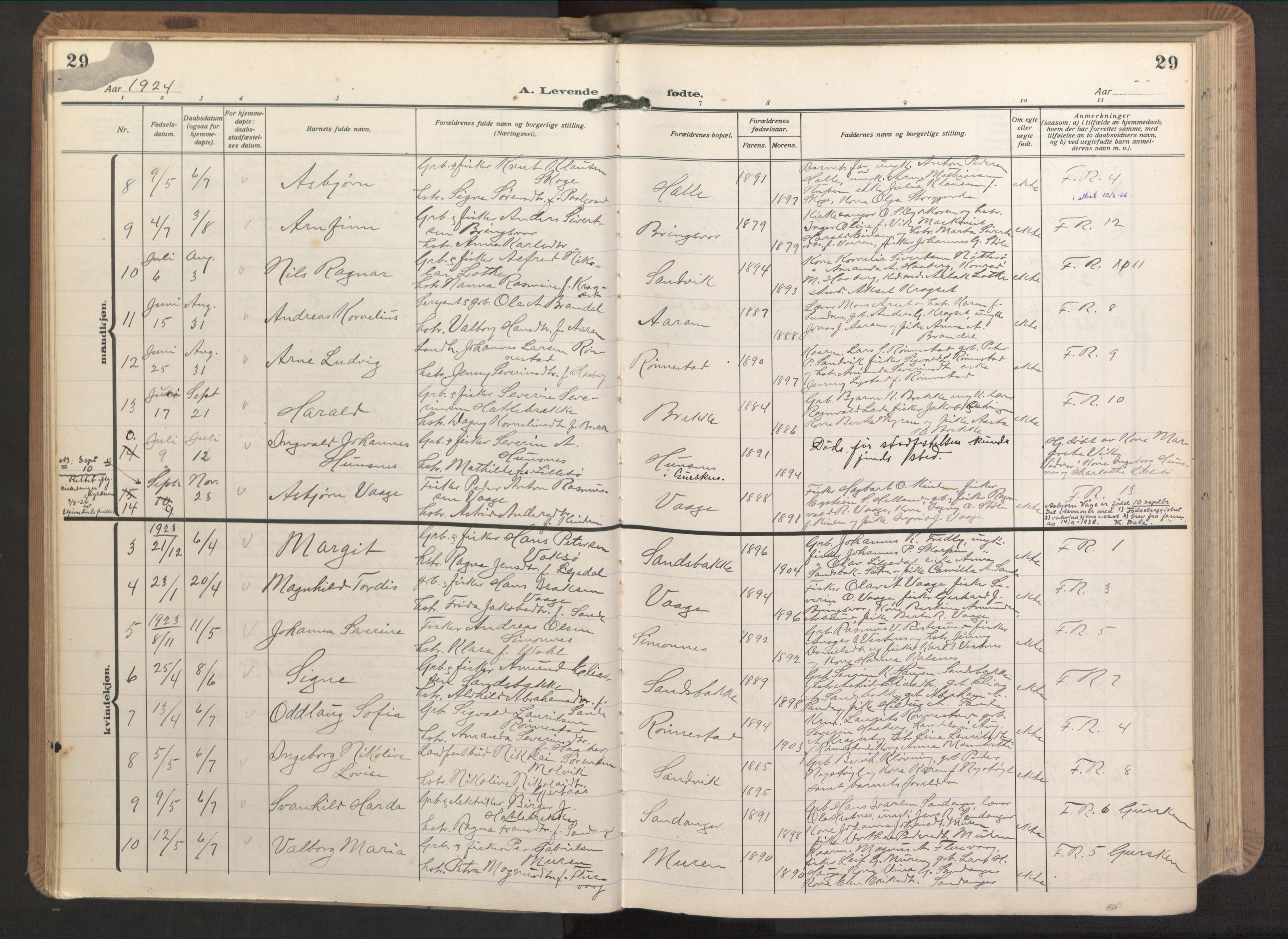 Ministerialprotokoller, klokkerbøker og fødselsregistre - Møre og Romsdal, AV/SAT-A-1454/503/L0044: Parish register (official) no. 503A12, 1918-1931, p. 29